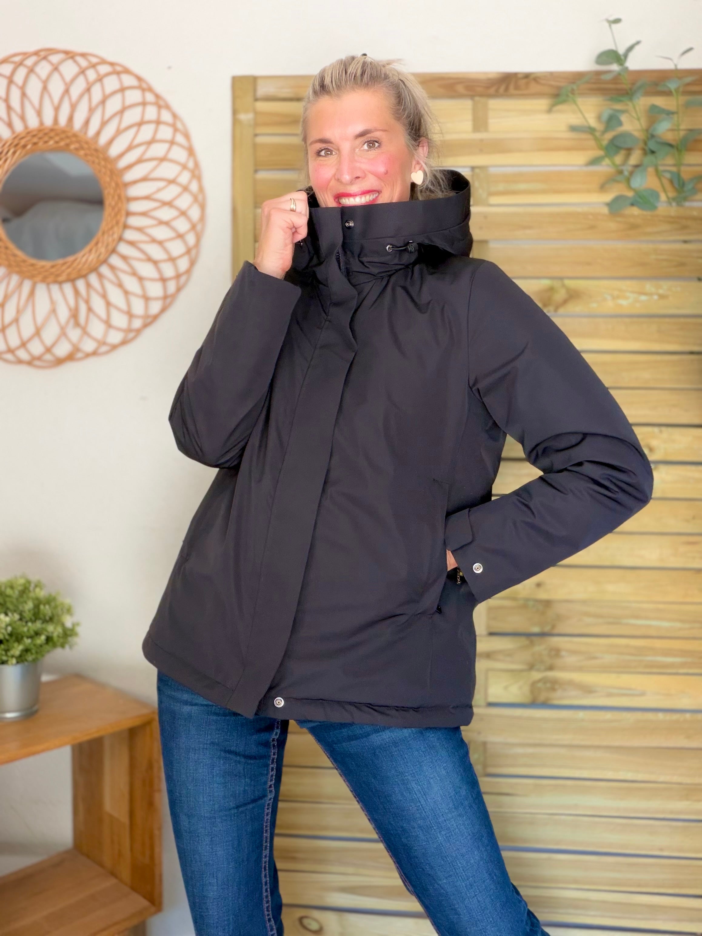 LAURA JO - Parka fourrée imperméable AMBRE MI-LONG - Noir / Camel