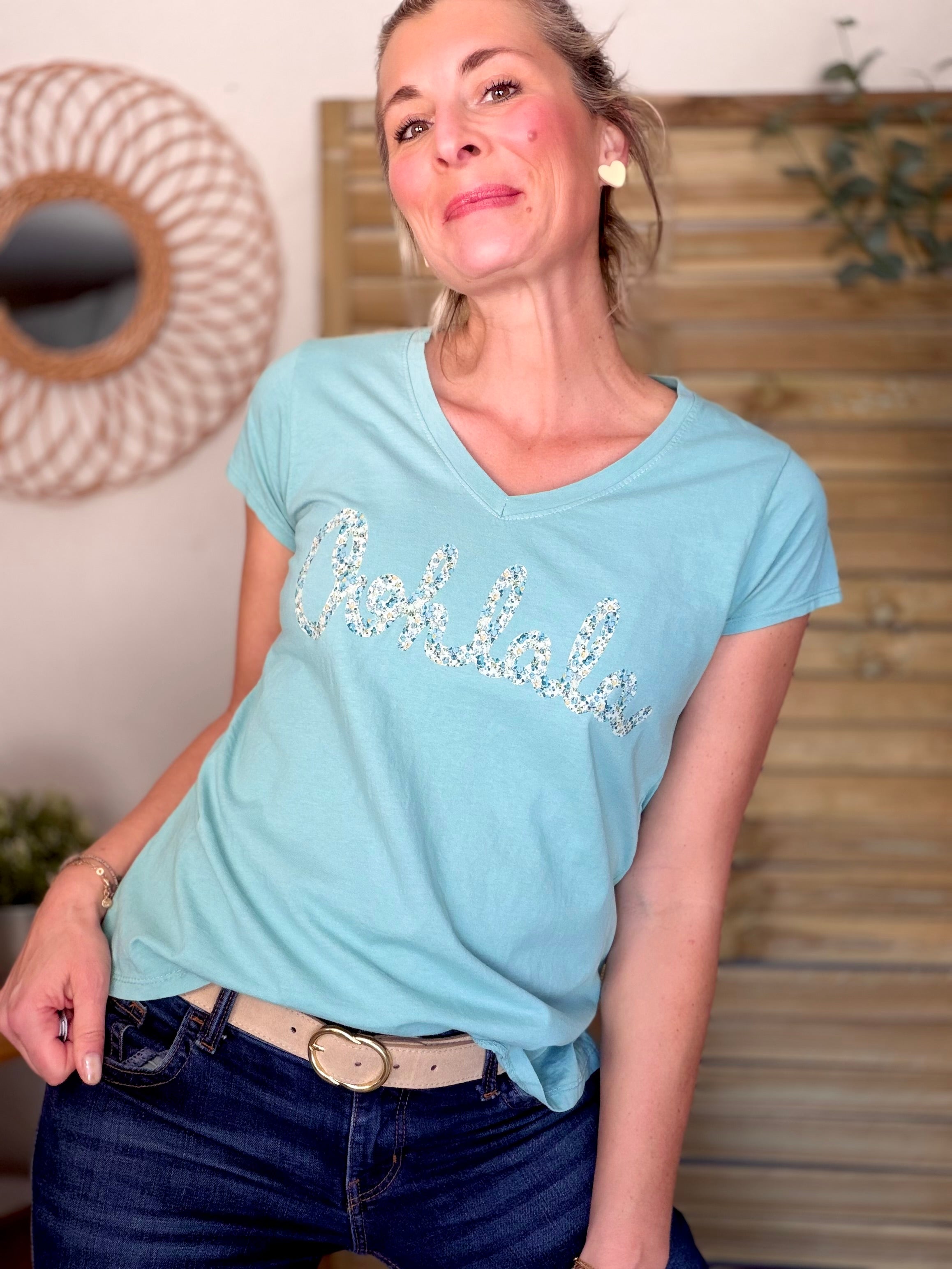 Tee shirt Ohlala Liberty VERA Vert céladon