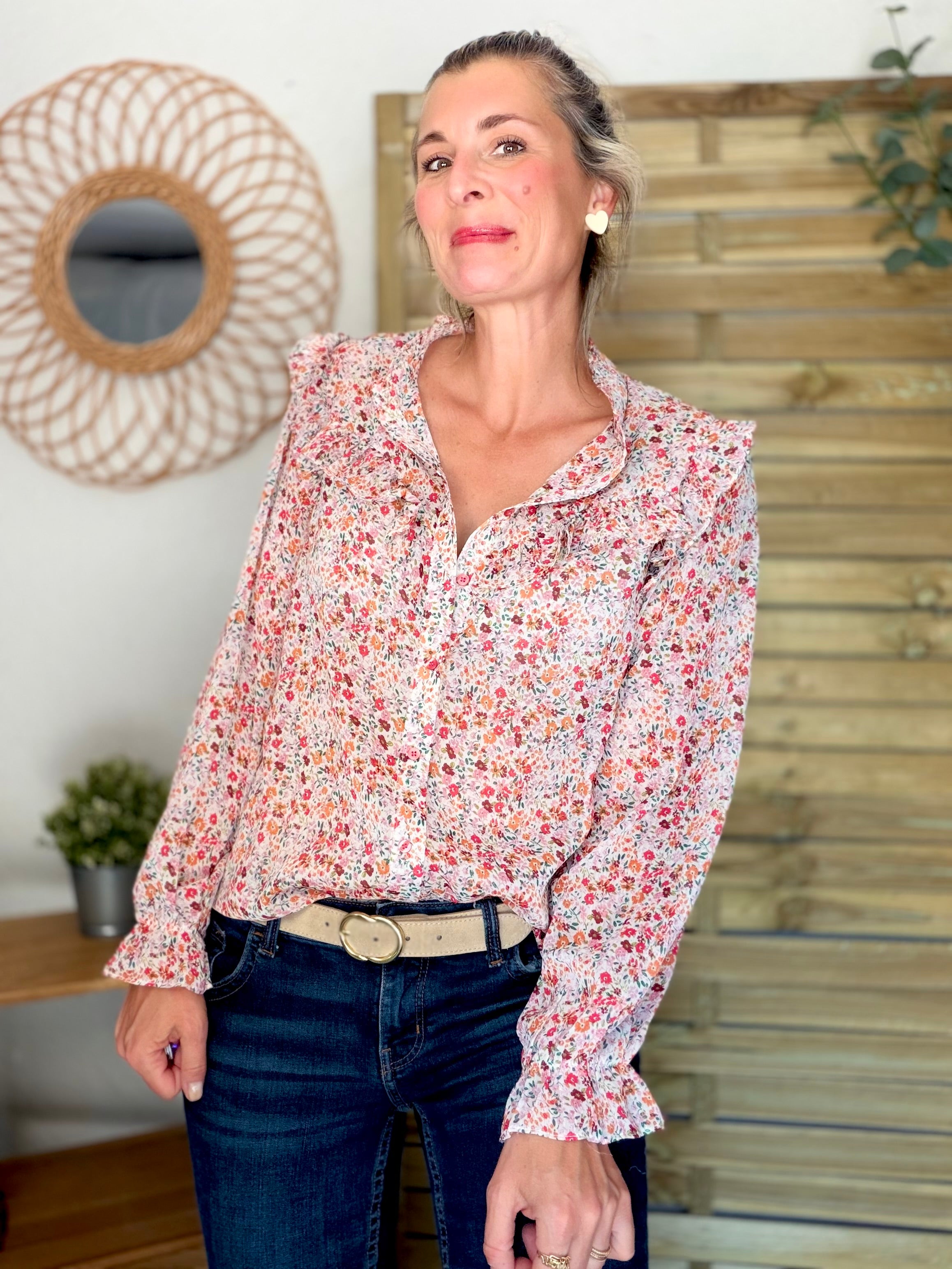 ⚡️ ARRIVAGE - Blouse fluide fleurie rose orange SALOMÉ