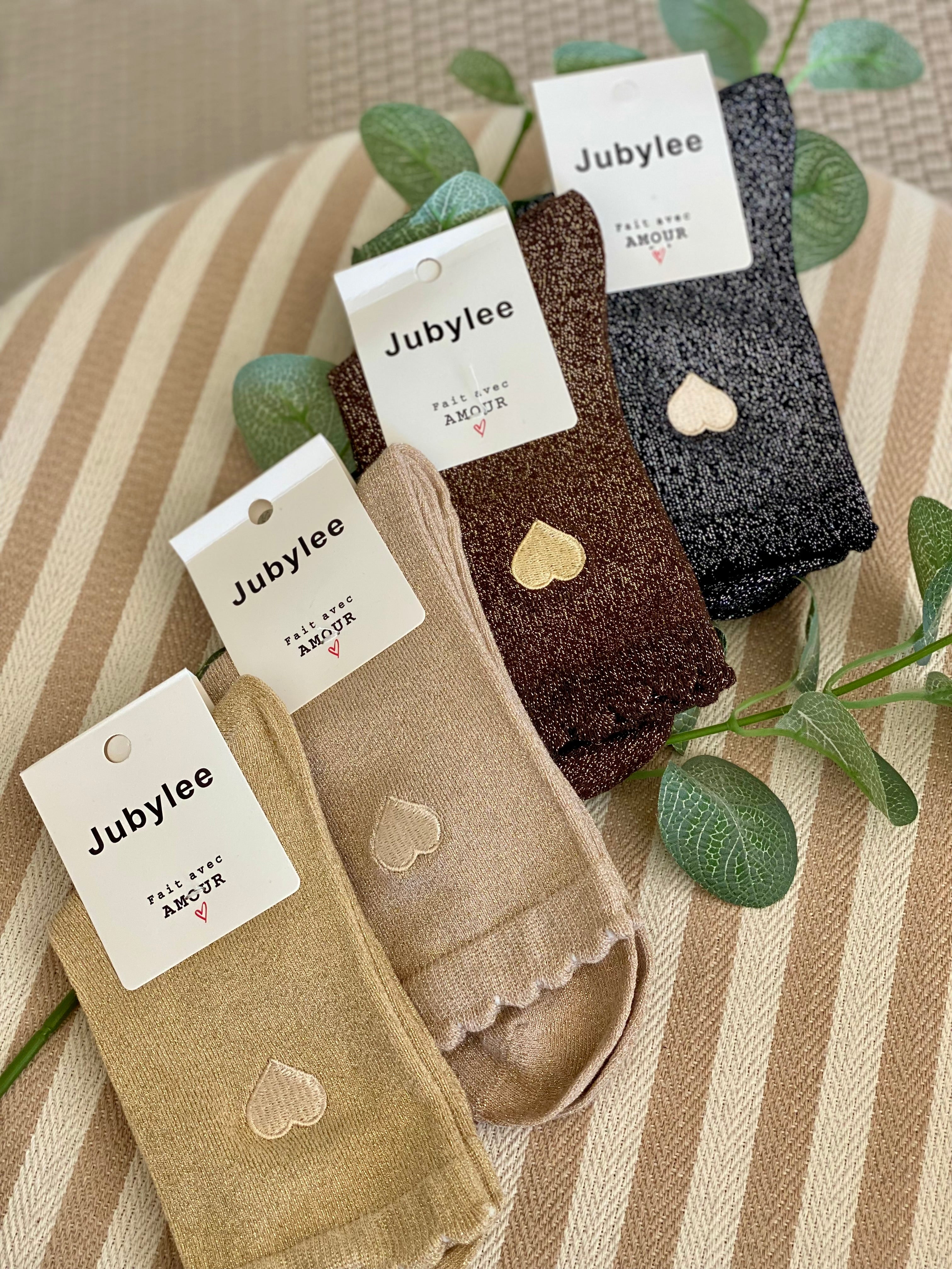 Chaussettes scintillantes Coeur doré 💛 JULIE