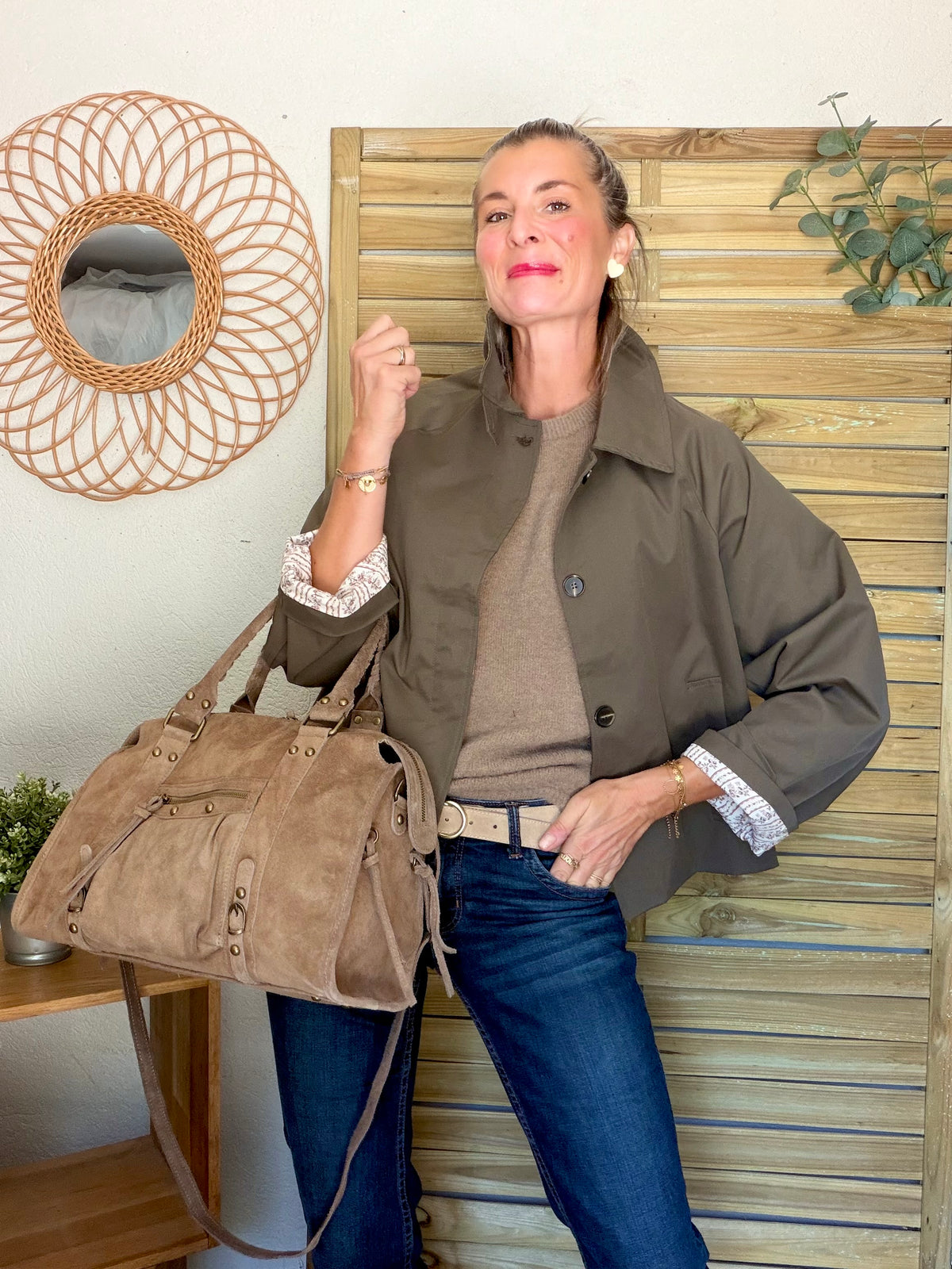 Veste Trench avec Liberty - MADELEINE Kaki