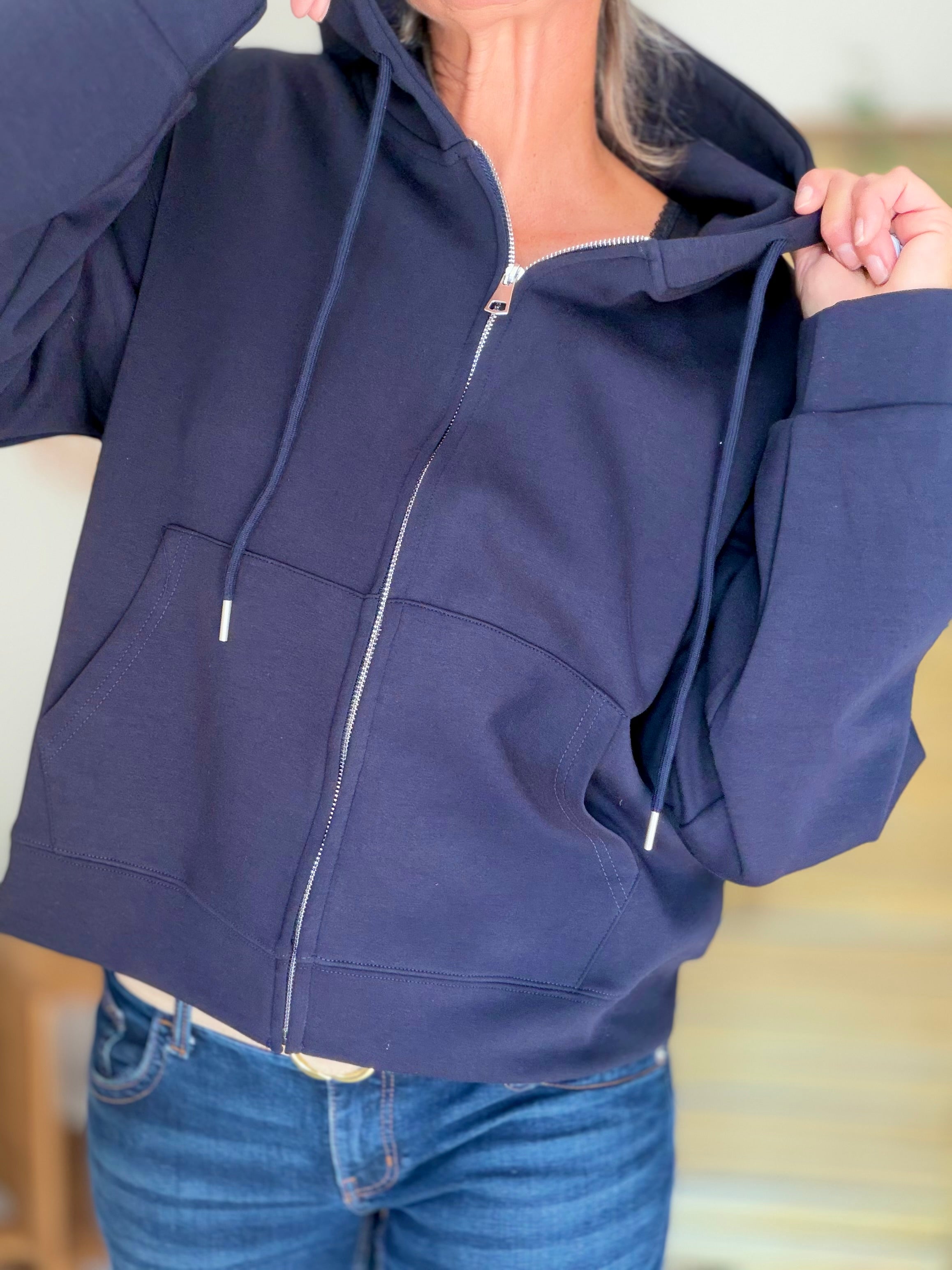 Hoodie sweat gilet strass (ailes)  CLOTHILDE - Bleu marine
