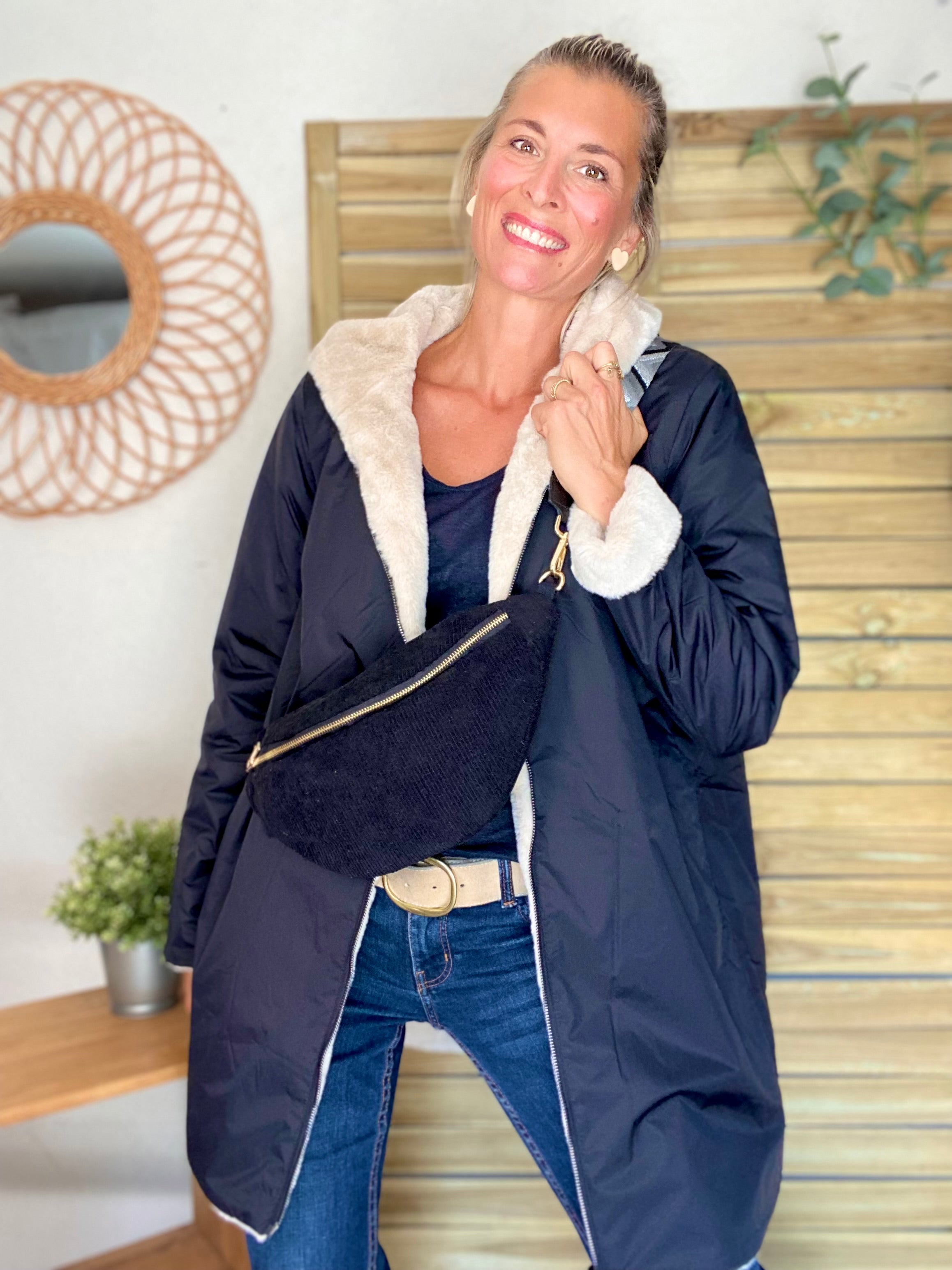 Parka Imperméable réversible fourrée Noir / Beige ALIX - LAURA JO
