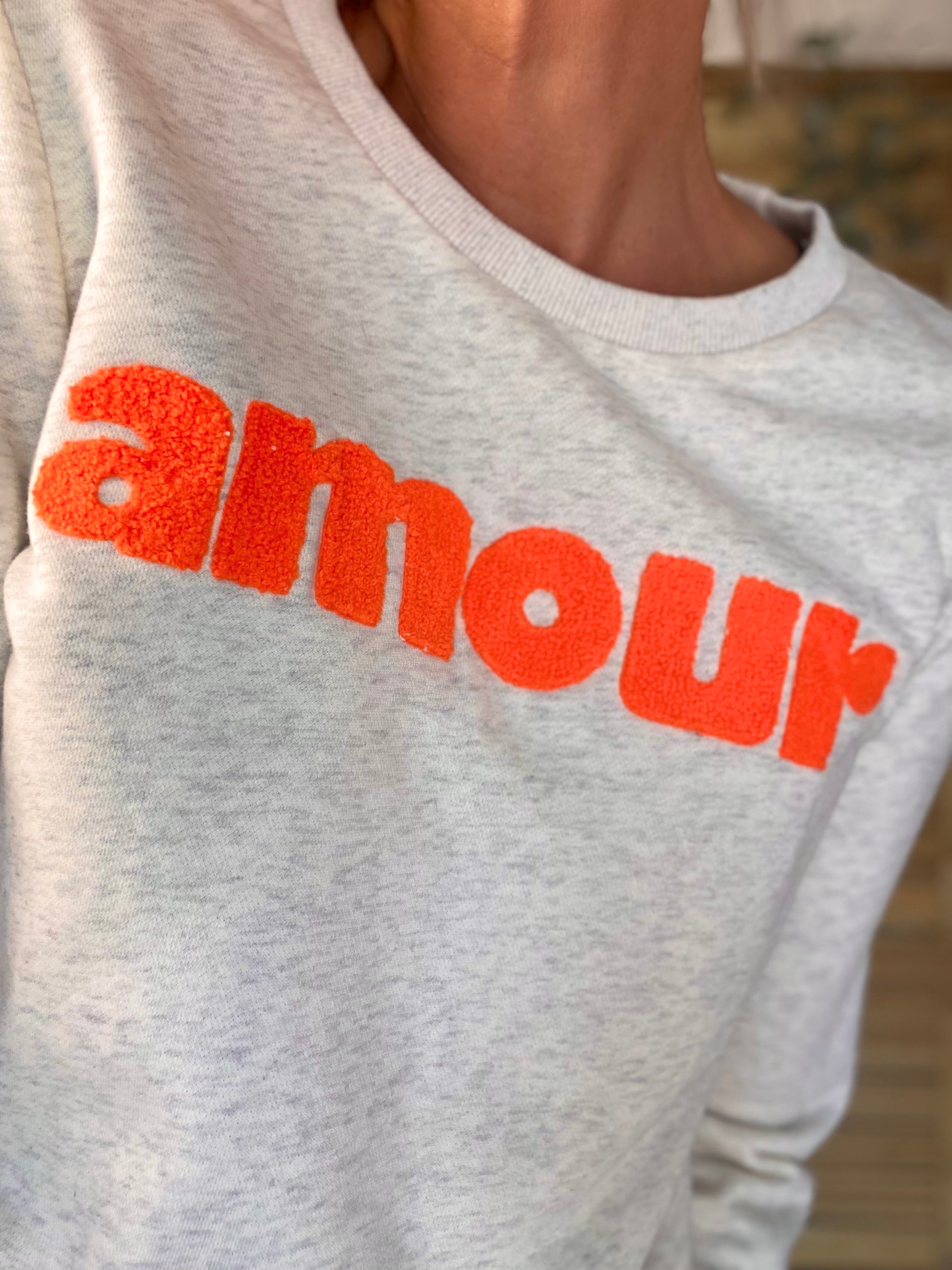 Sweat amour DORIA - Beige chiné / Orange