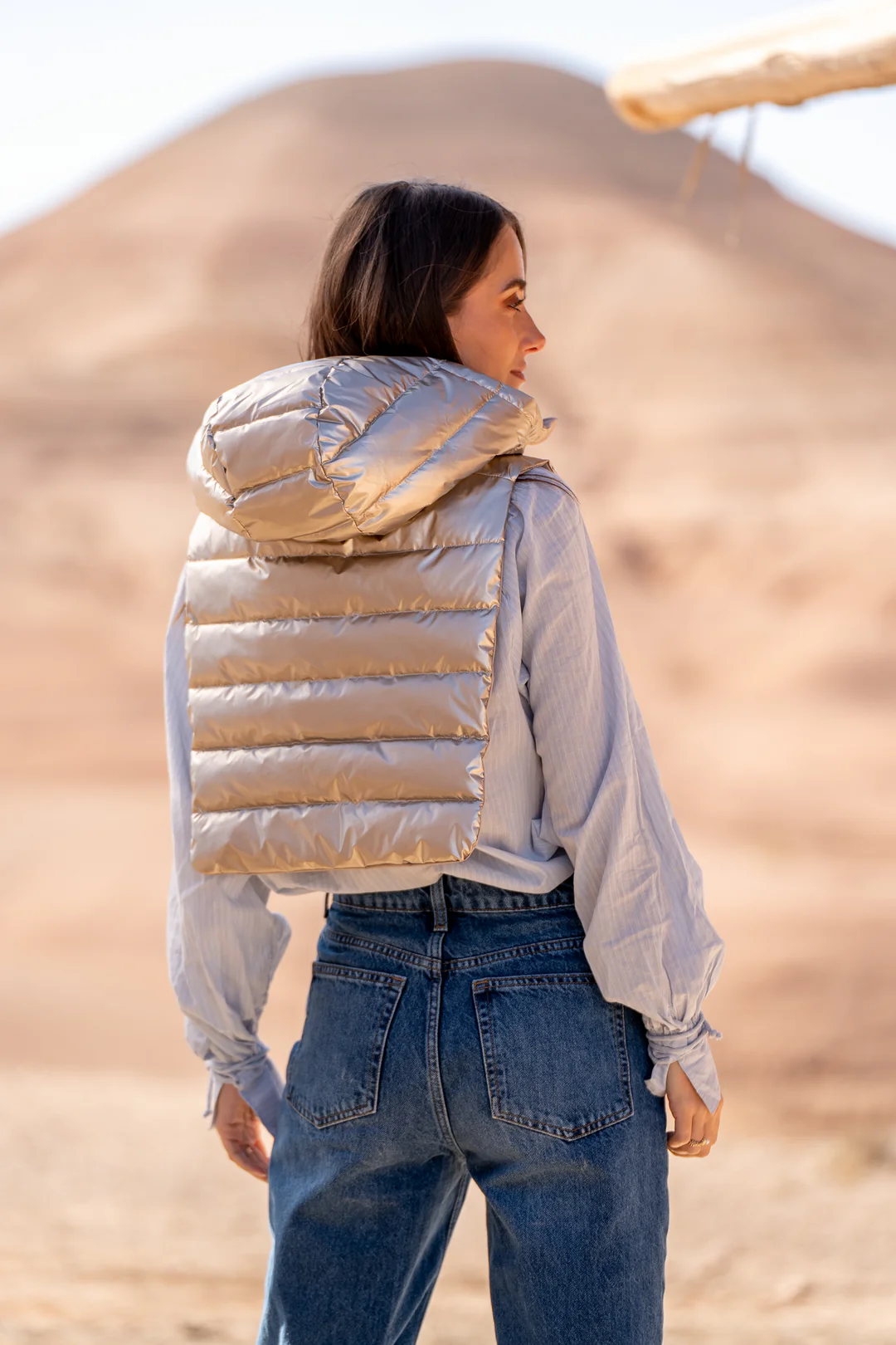 Col capuche amovible réversible  DANY - LAURA JO - Kaki / Doré