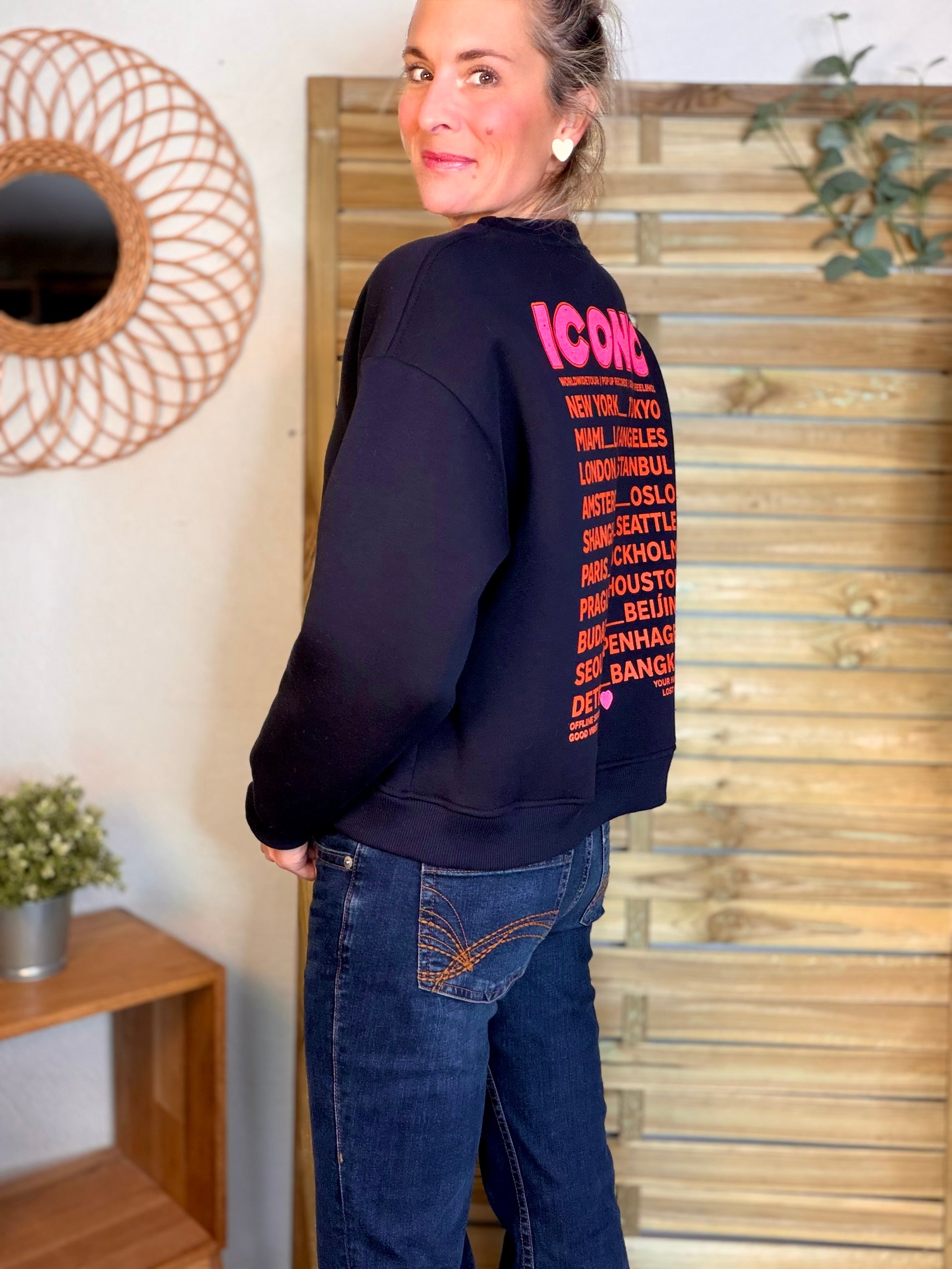 Sweat ICONIC molleton CAPUCINE - Bleu marine