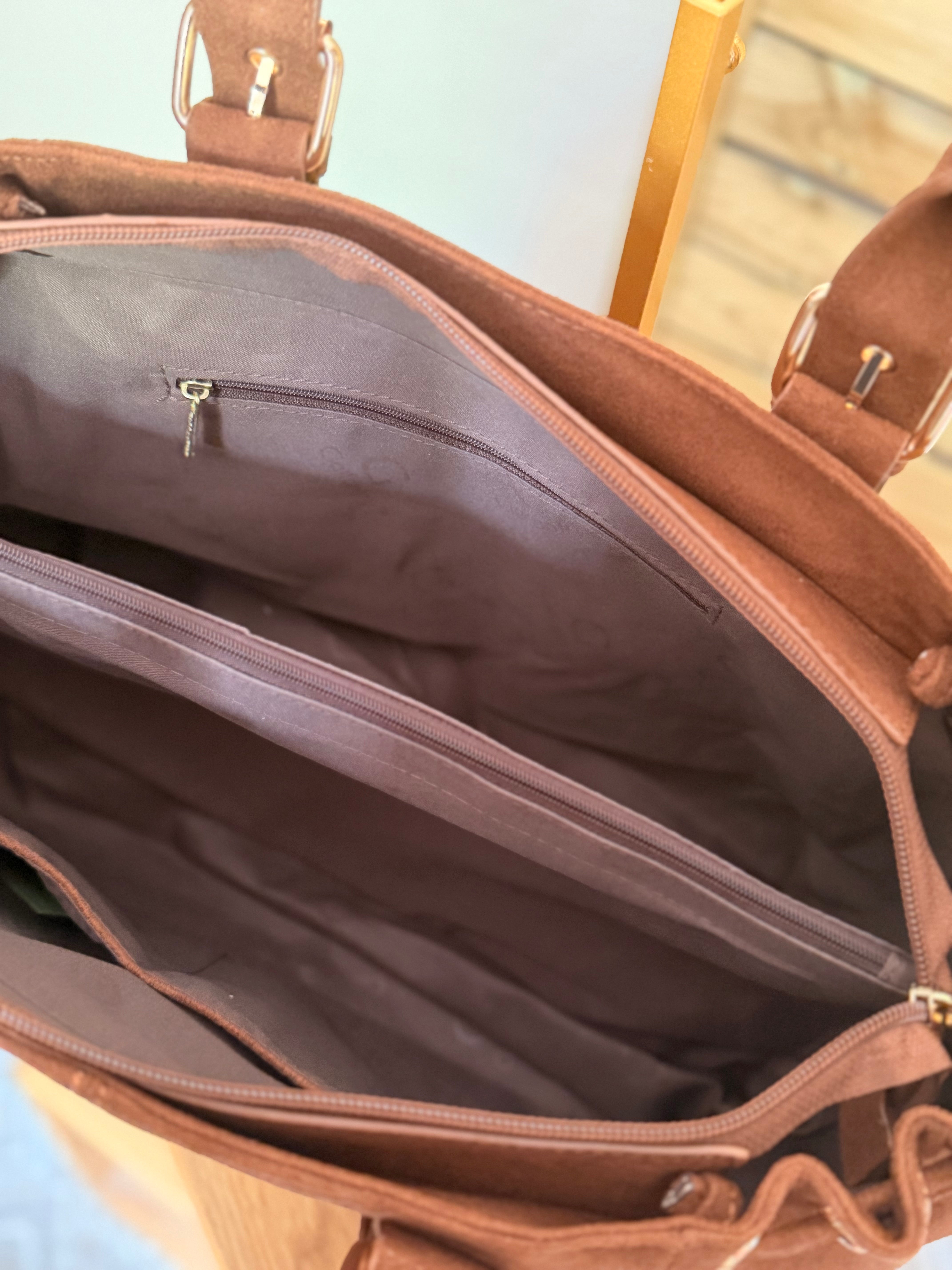 Sac cabas XL simili daim CLÉO Camel