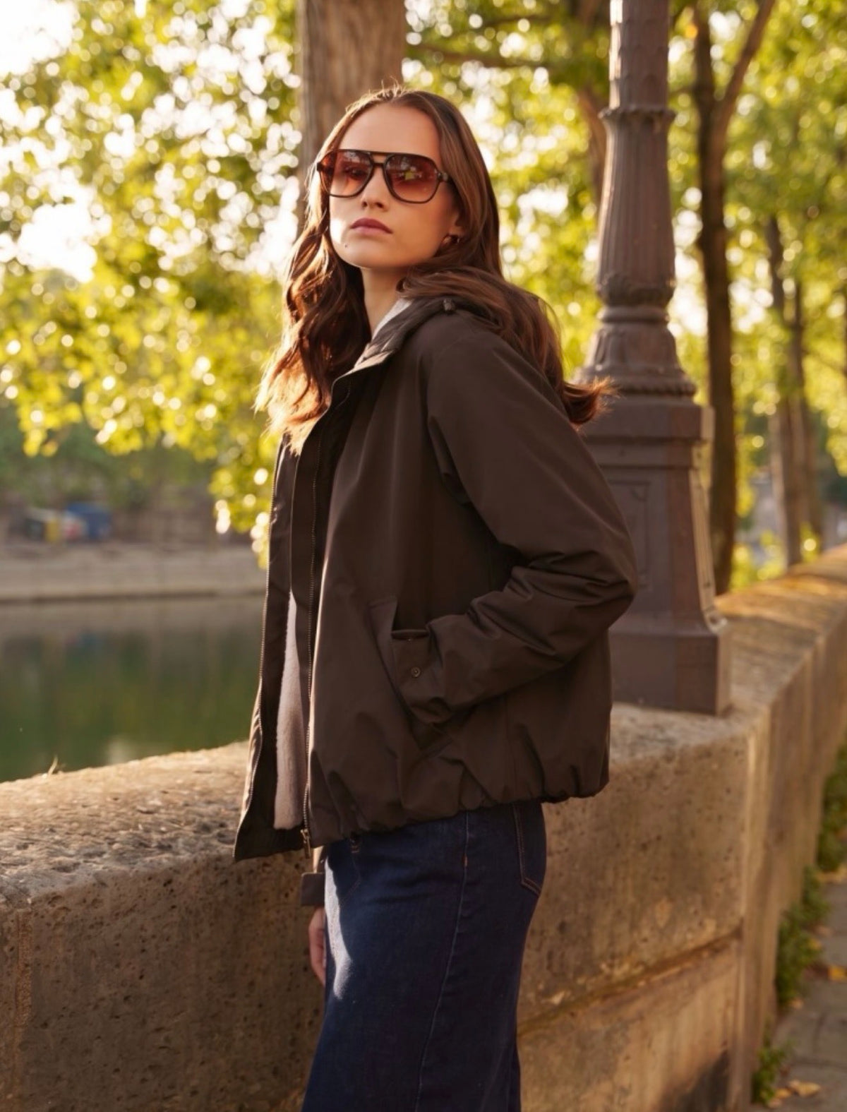 LAURA JO - Imperméable fourrée EVA court - Chocolat