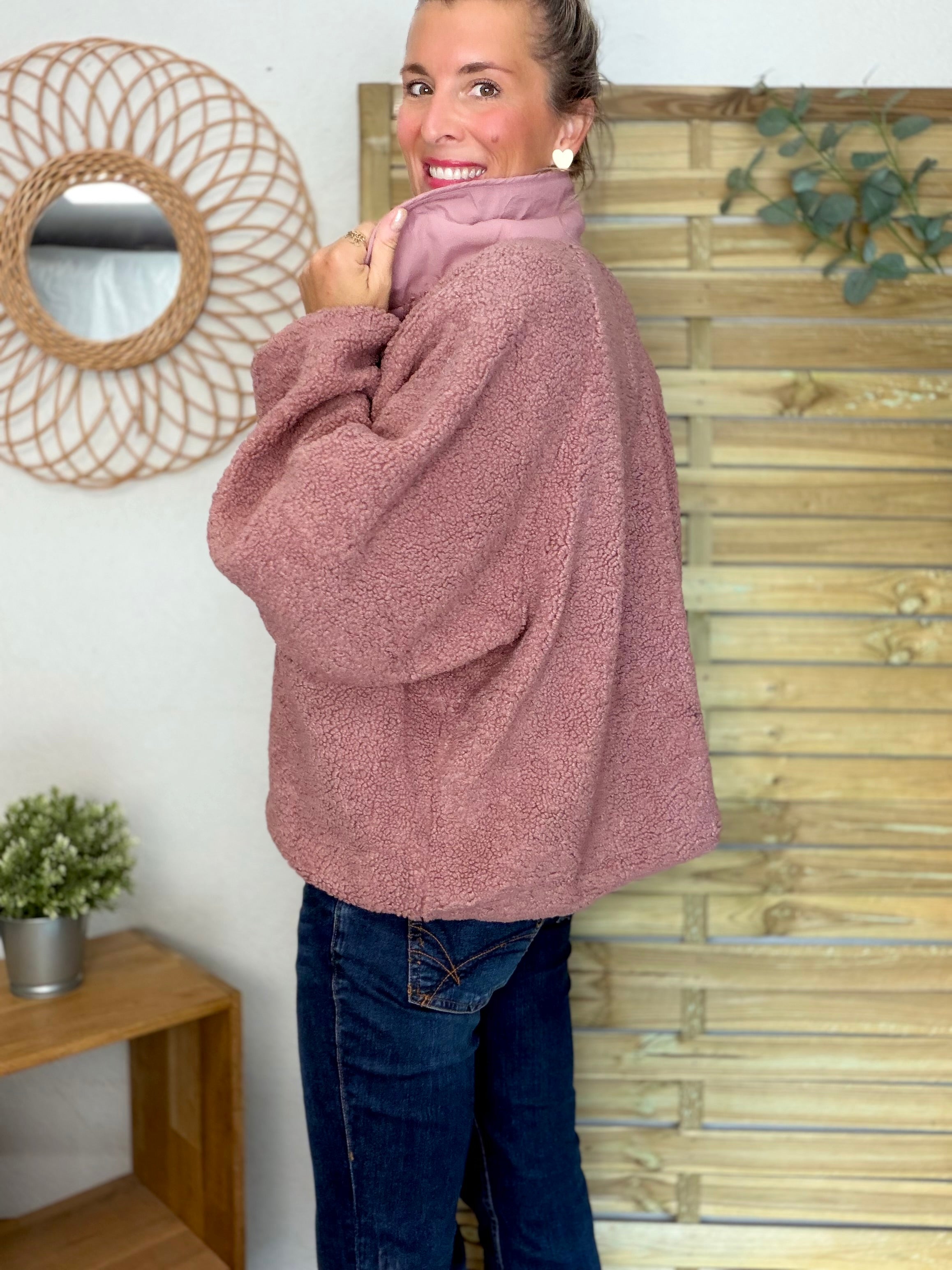 Veste matelassée réversible Sherpa AMÉLIE Vieux rose