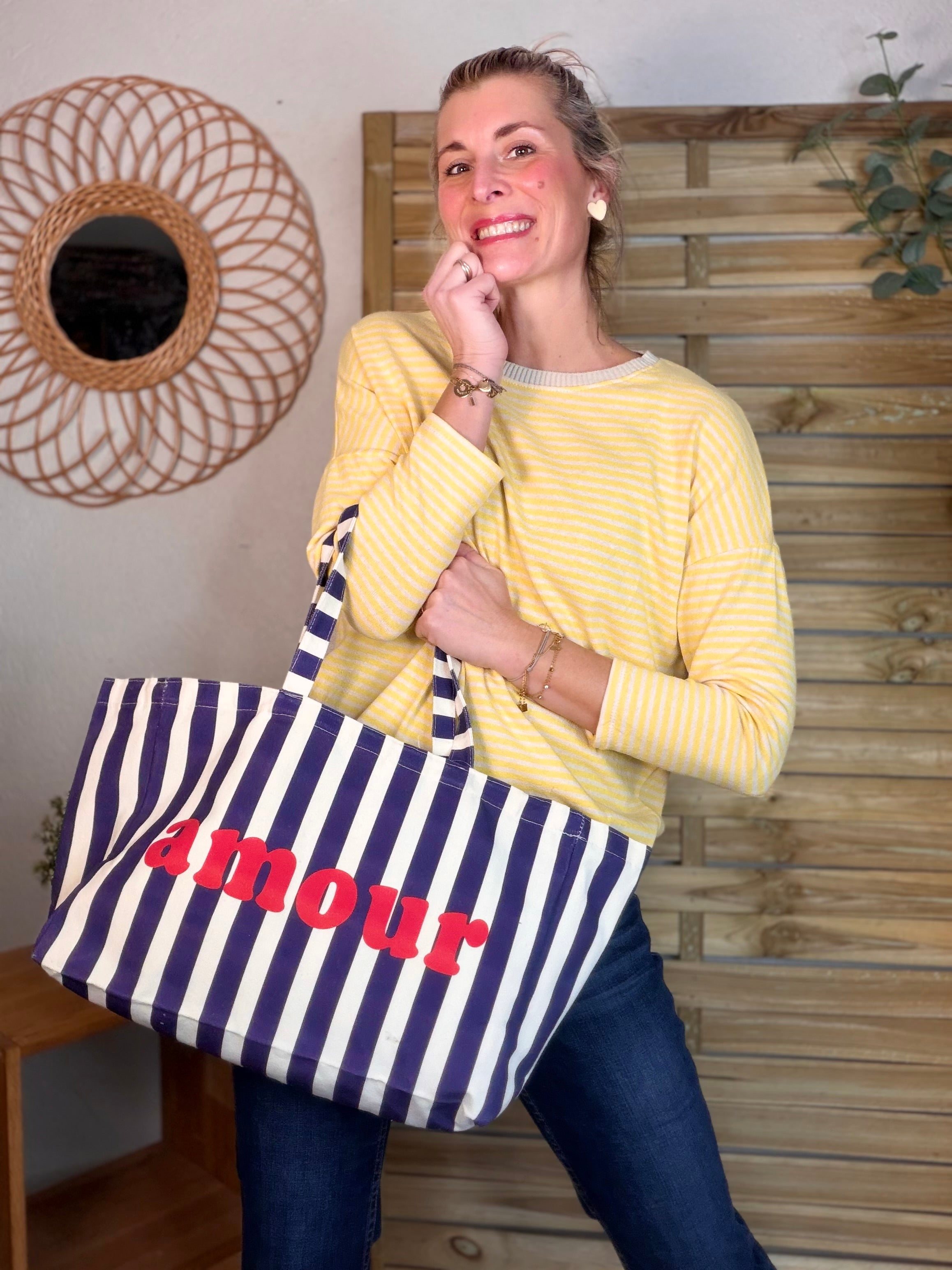 Grand cabas Tote bag rayé amour BELLY