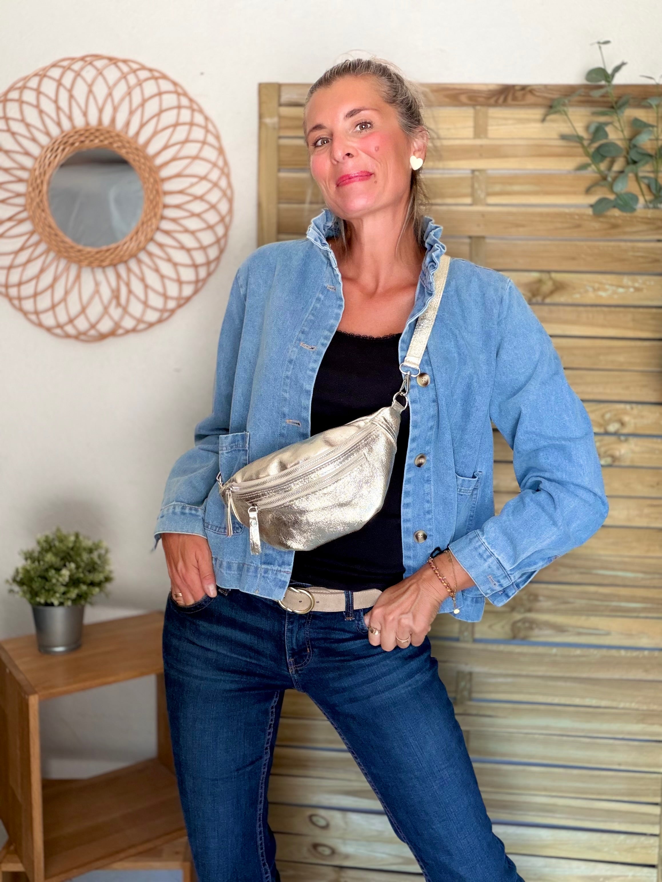 Veste courte légère col volanté JUNON Jean clair