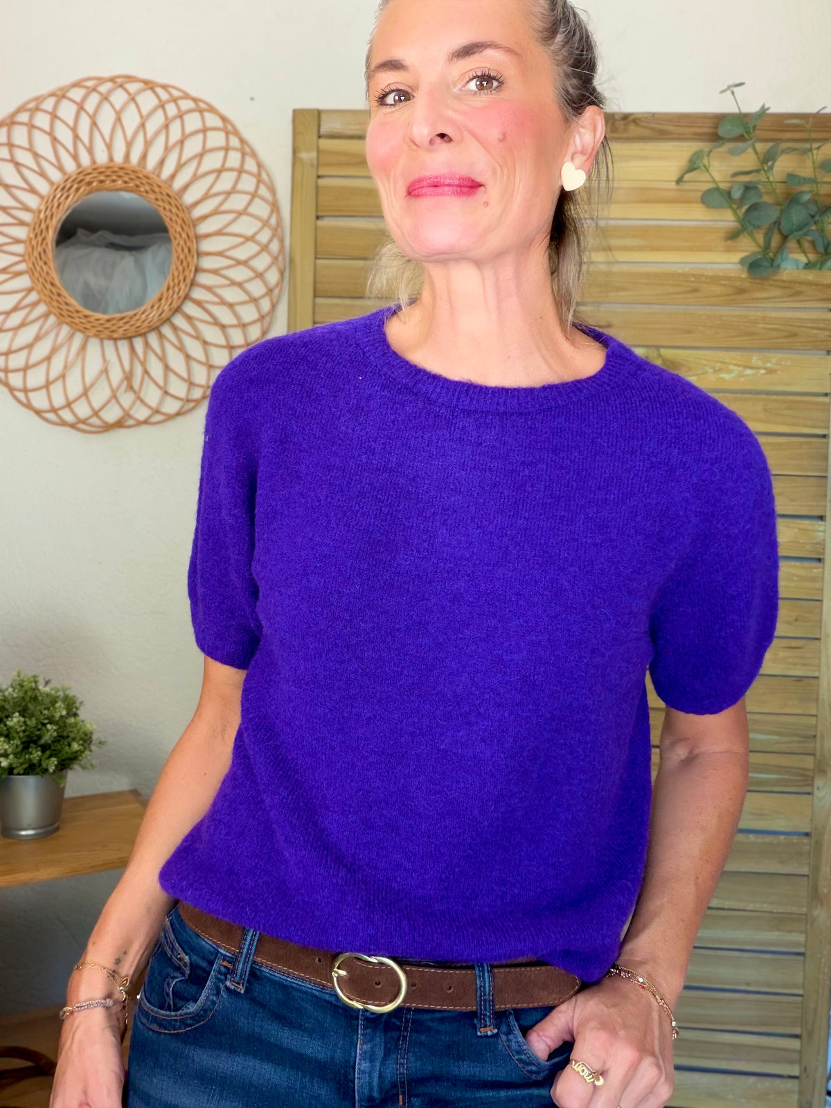 Pull laine et alpaga PEGGY - Violet