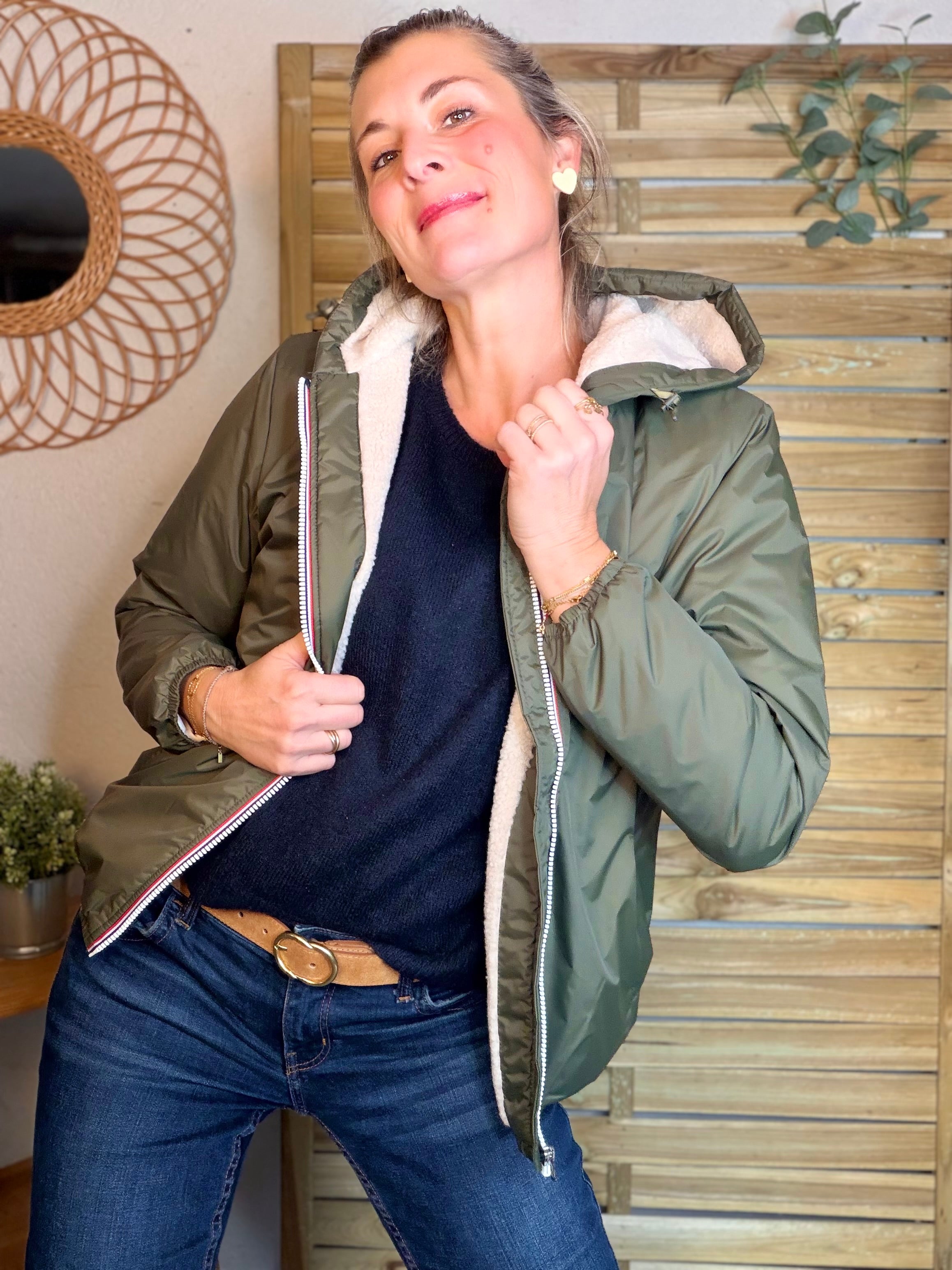 Parka Imperméable LOUISE COURT sherpa - Kaki - LAURA JO