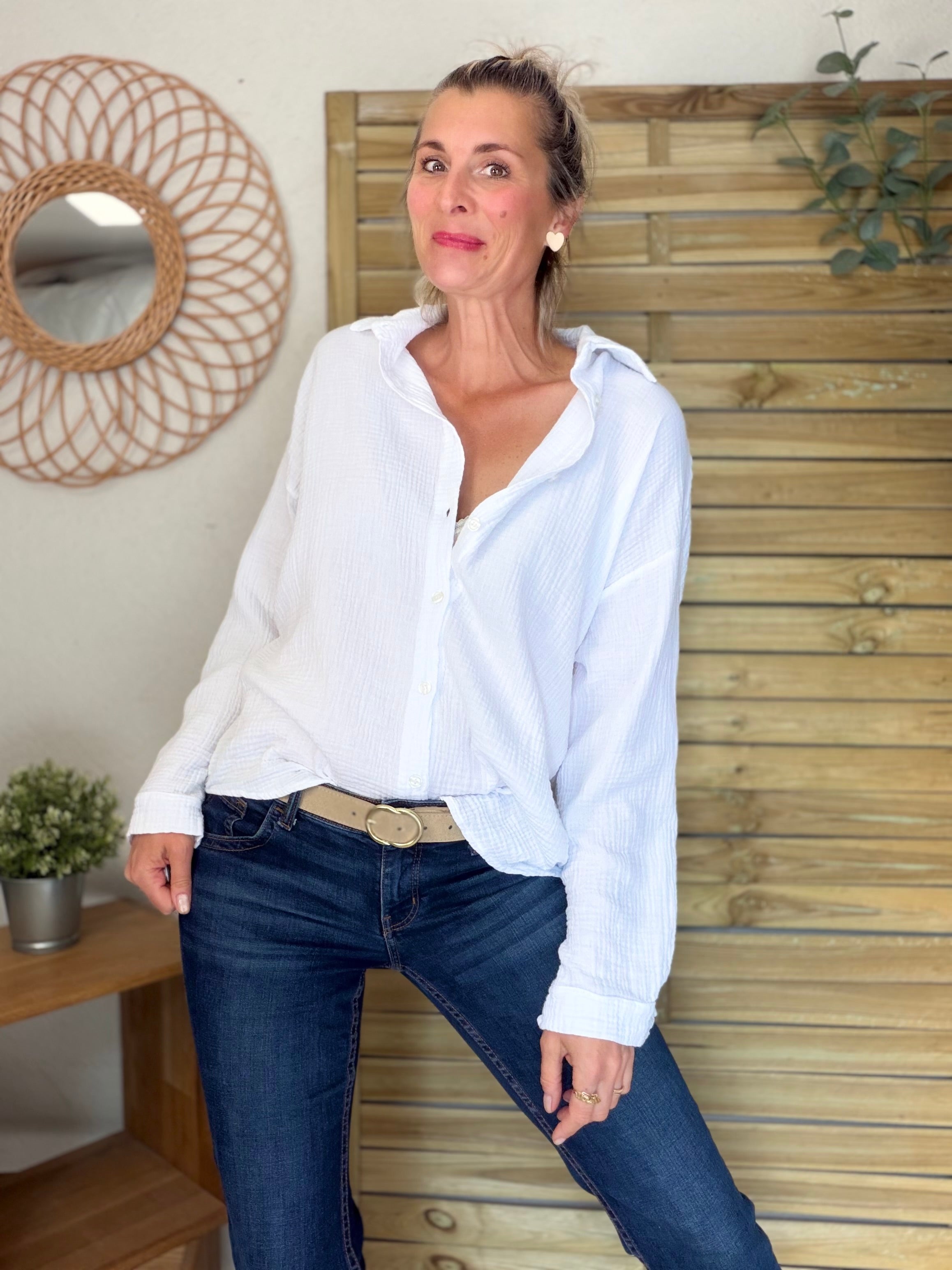 Chemise en gaze de coton ICONIC - ALANIS Blanc