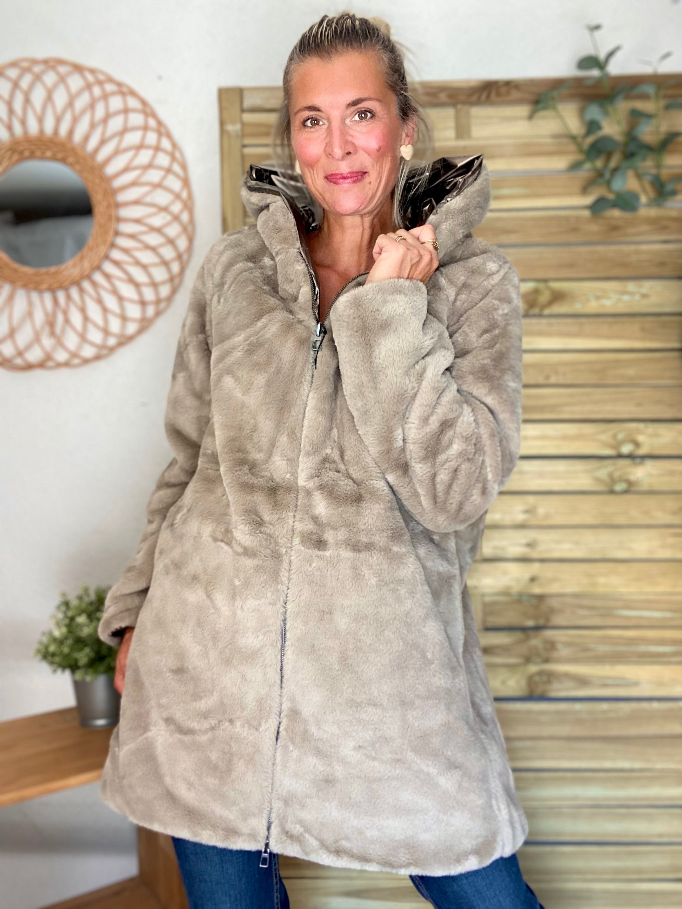 Parka Imperméable réversible fourrée Bronze / Beige ALIX - LAURA JO