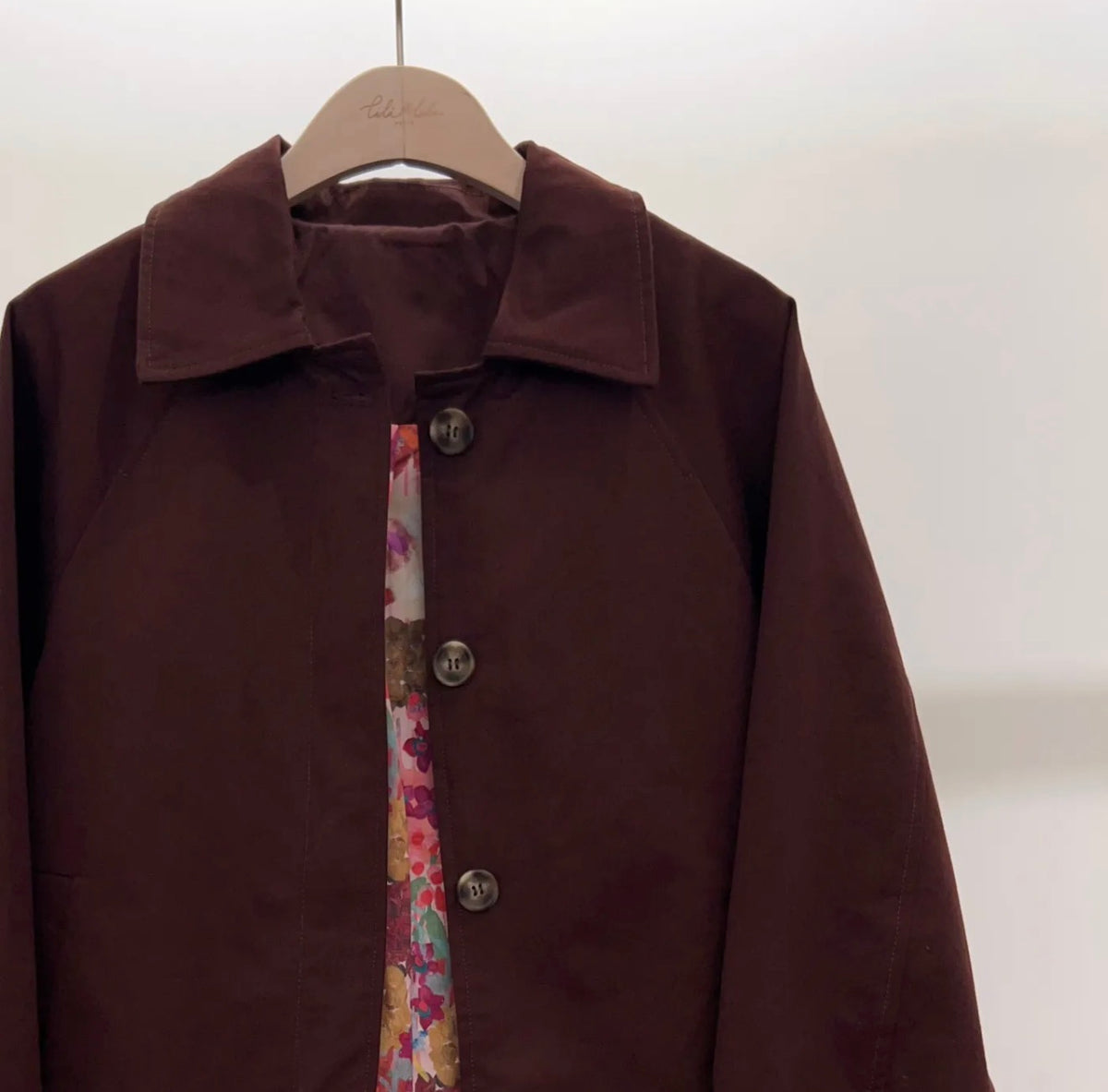 Veste Trench en coton Bordeaux fleuri - MAHAUT - LILI et LALA