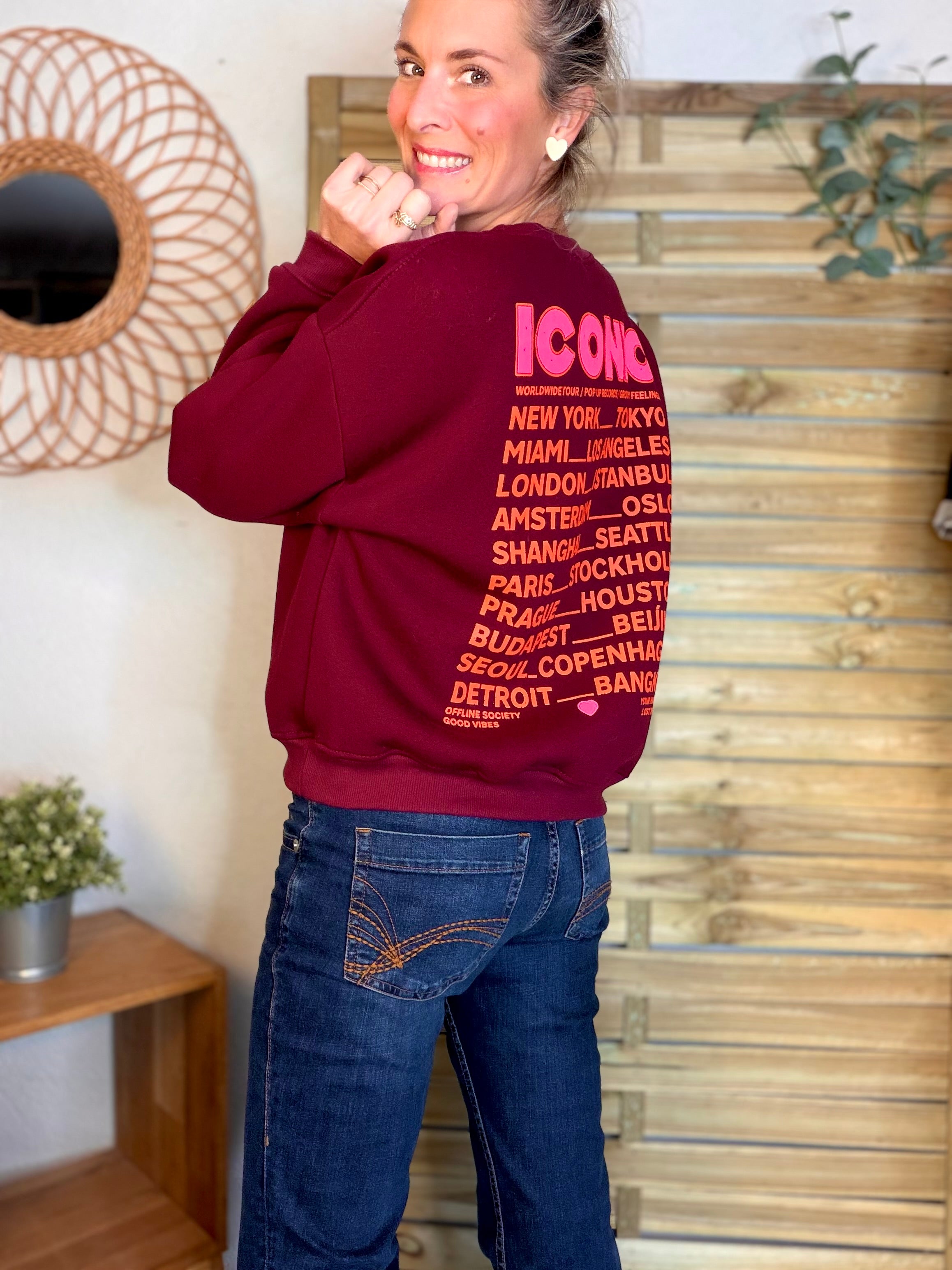 Sweat ICONIC molleton CAPUCINE - Bordeaux