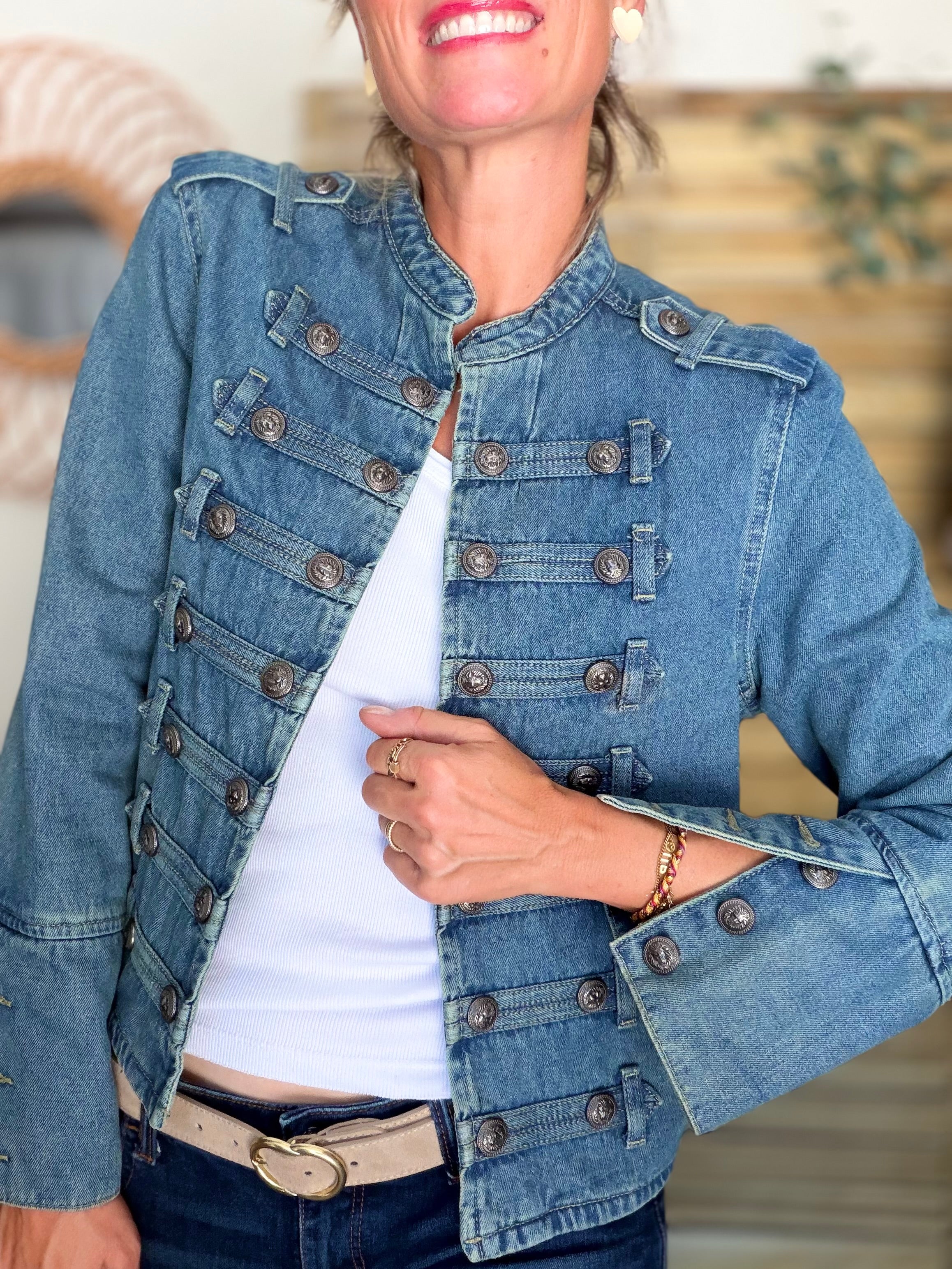 Veste courte en jean NAPOLÉON - Bleu Jean