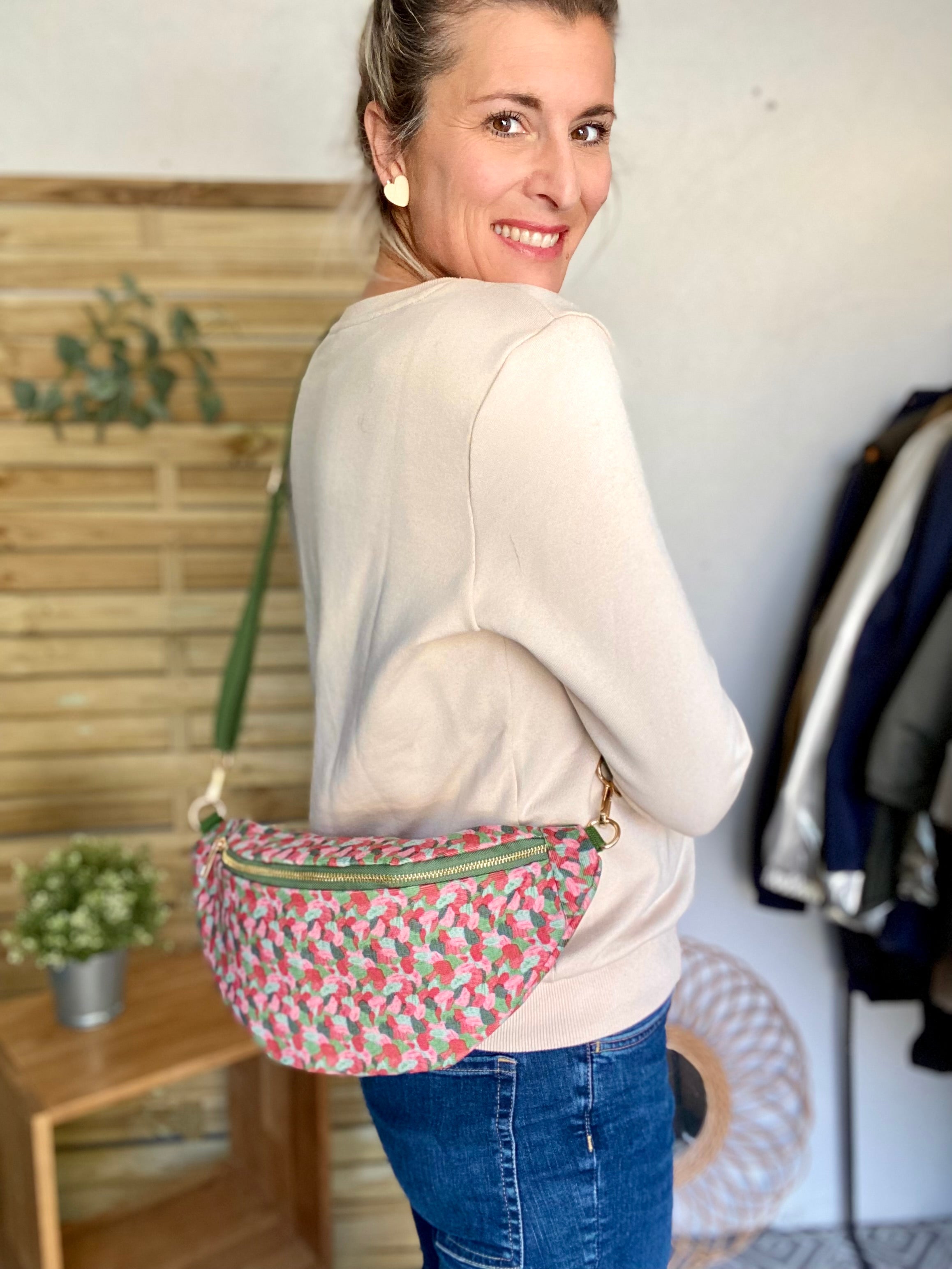 Sac banane XL velours Ciao Boum - IVY - Camaïeu Rose - FIN DE SÉRIE