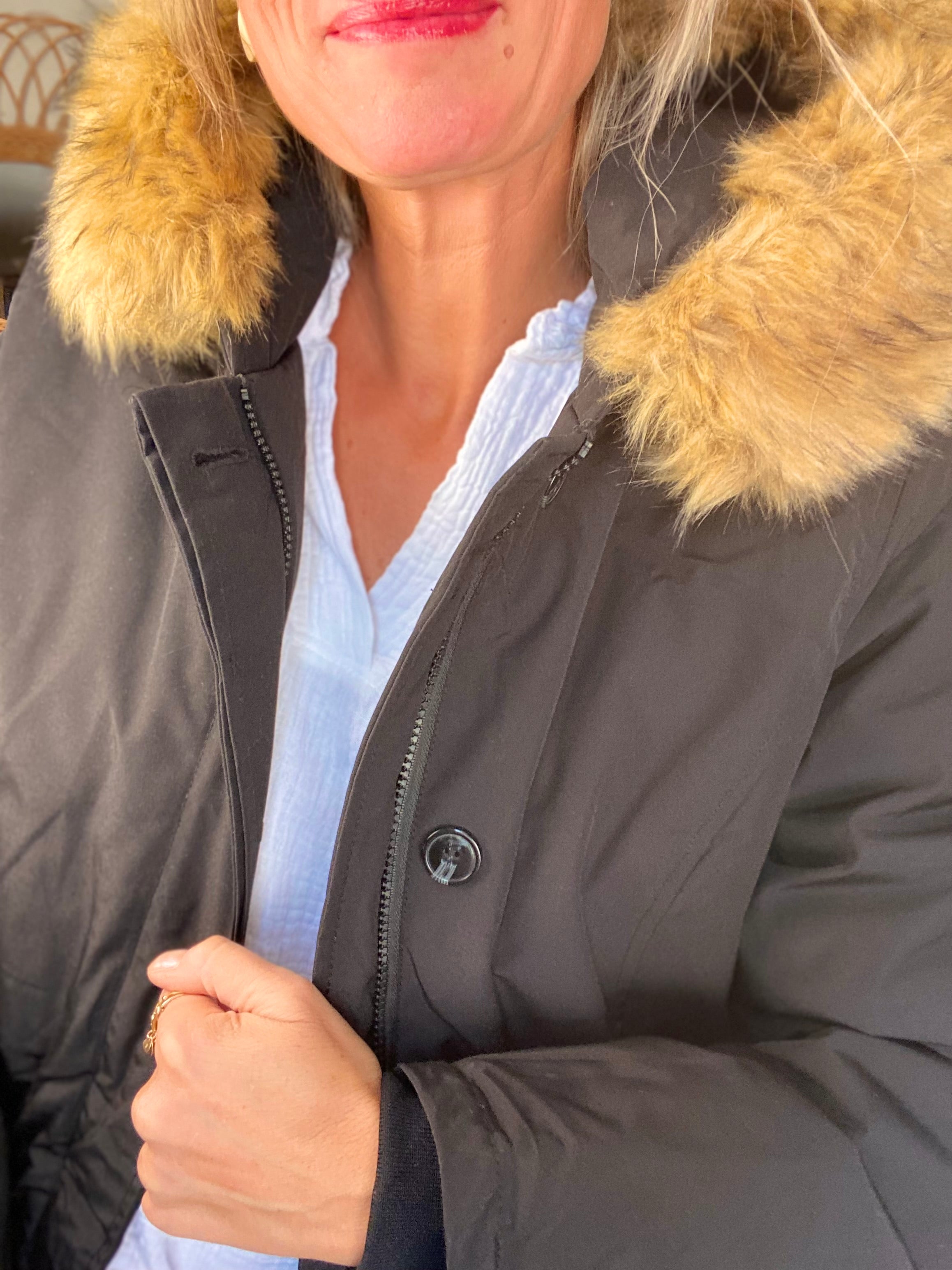 ⚡️ PÉPITES FRIDAY - Parka rembourrée déperlante noir, capuche col fourrure amovible - CHEYENNE