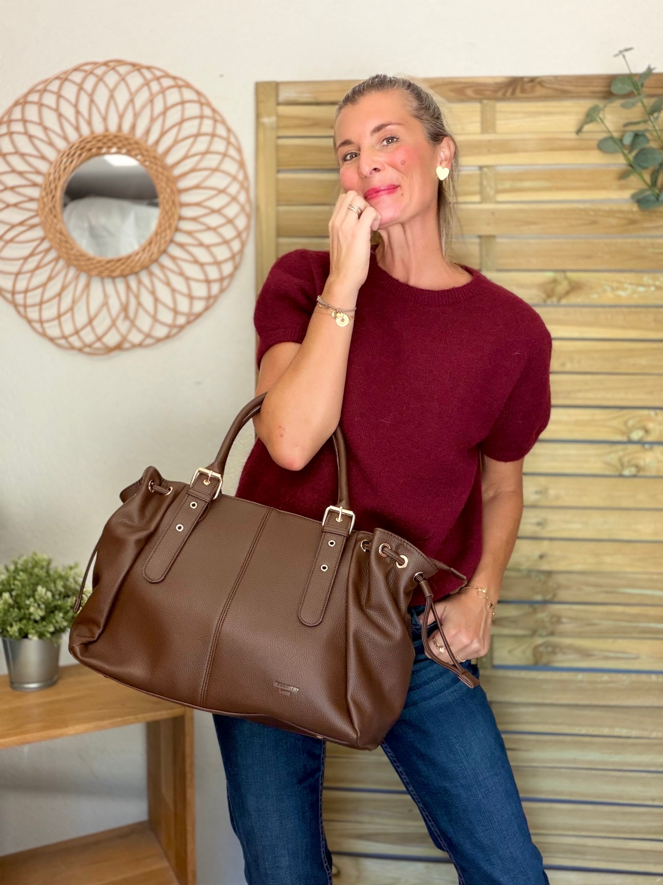 Pull laine et alpaga PEGGY - Bordeaux