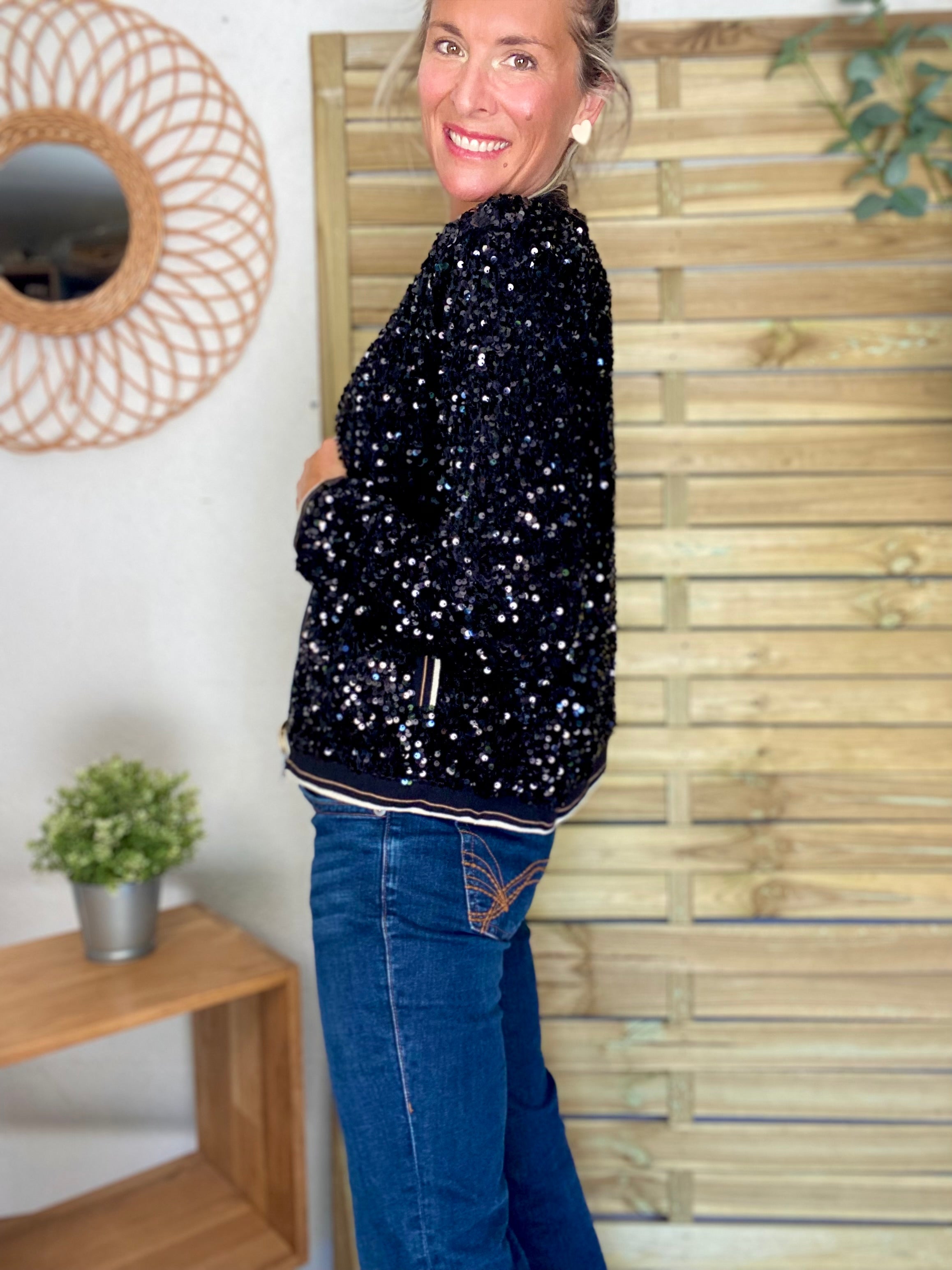 Veste bombers avec sequins Noirs KIM