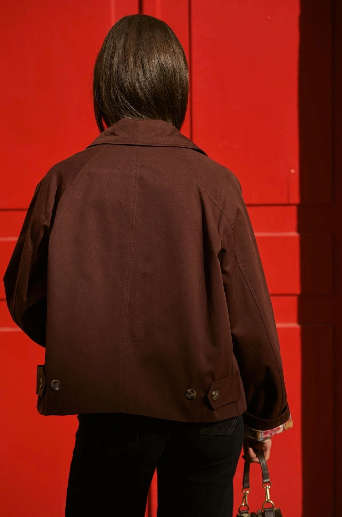 Veste Trench en coton Bordeaux fleuri - MAHAUT - LILI et LALA