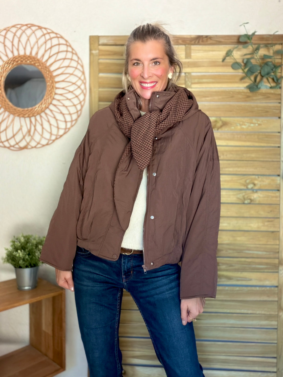 PRÉCOMMANDE (Expédition 22/10) • Veste matelassée capuche amovible réversible ODILE Chocolat