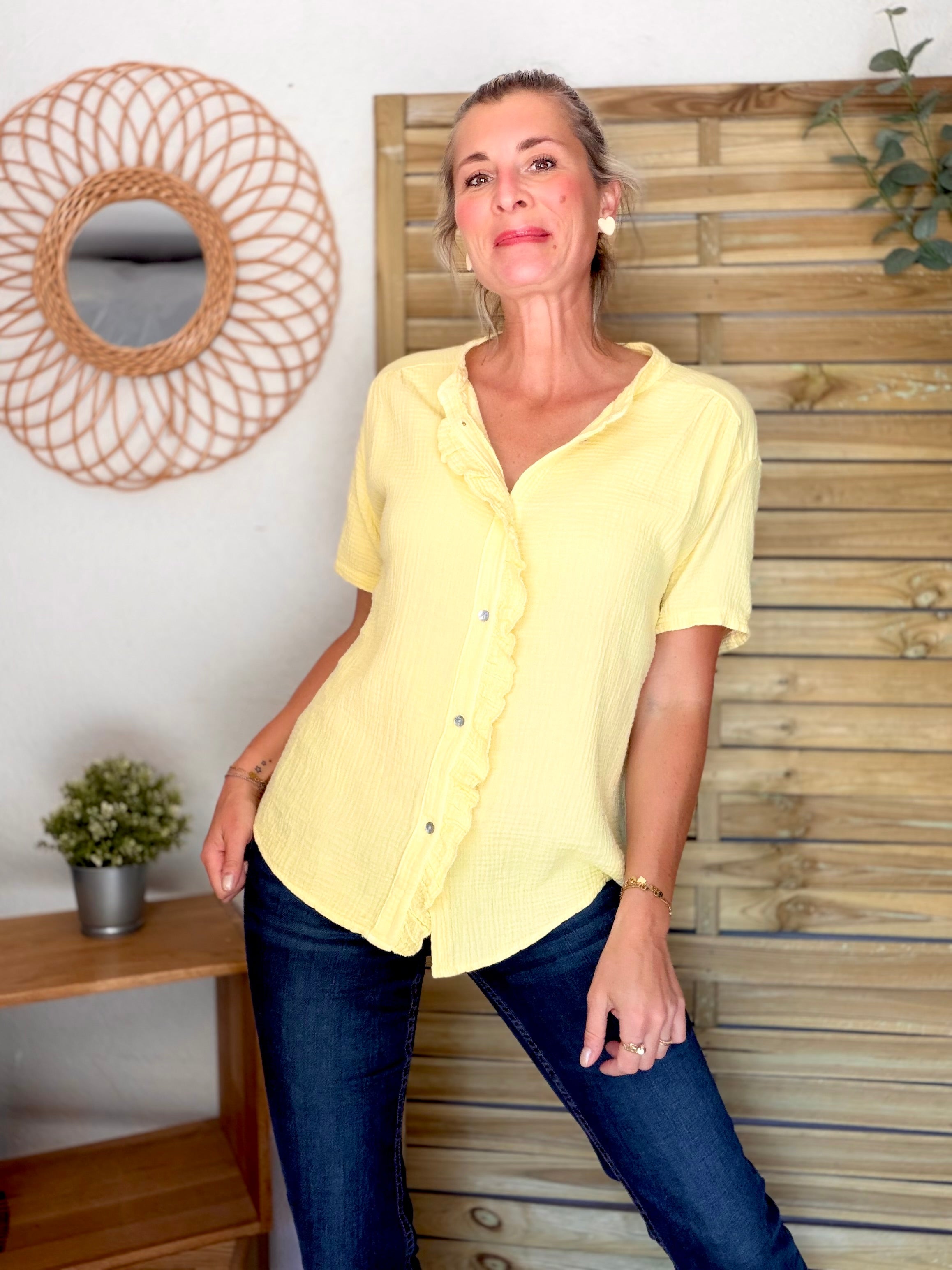 Blouse en gaze de coton ANAËLLE Jaune