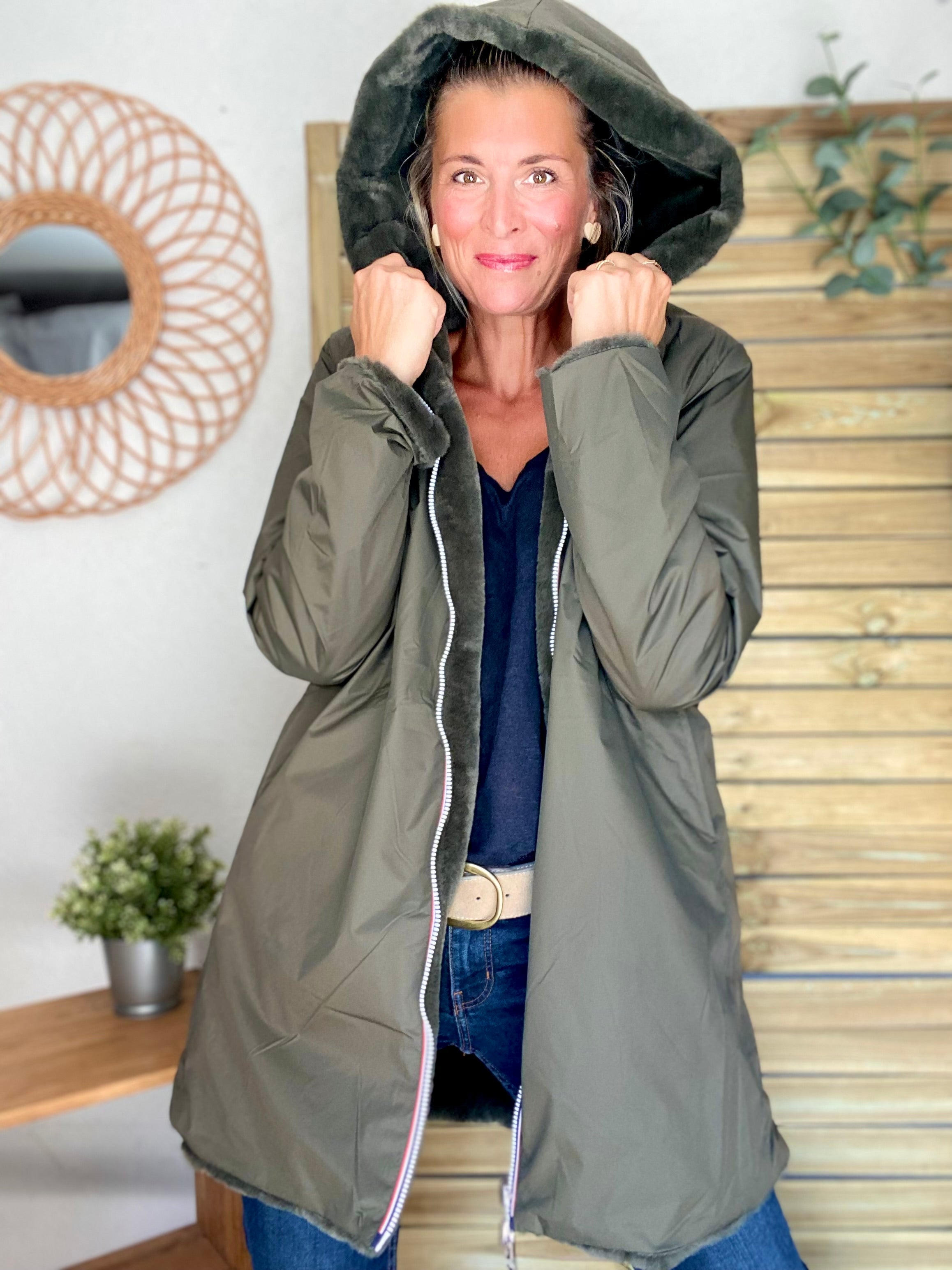 Parka Imperméable réversible fourrée Kaki / Kaki ALIX - LAURA JO