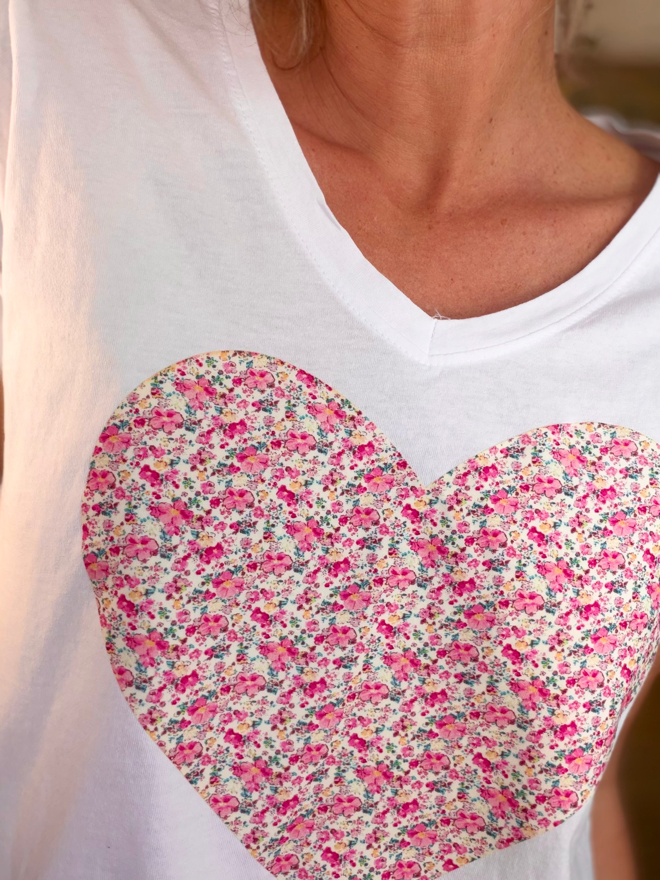 Tee shirt Gros Coeur Liberty rose VERA 🩷