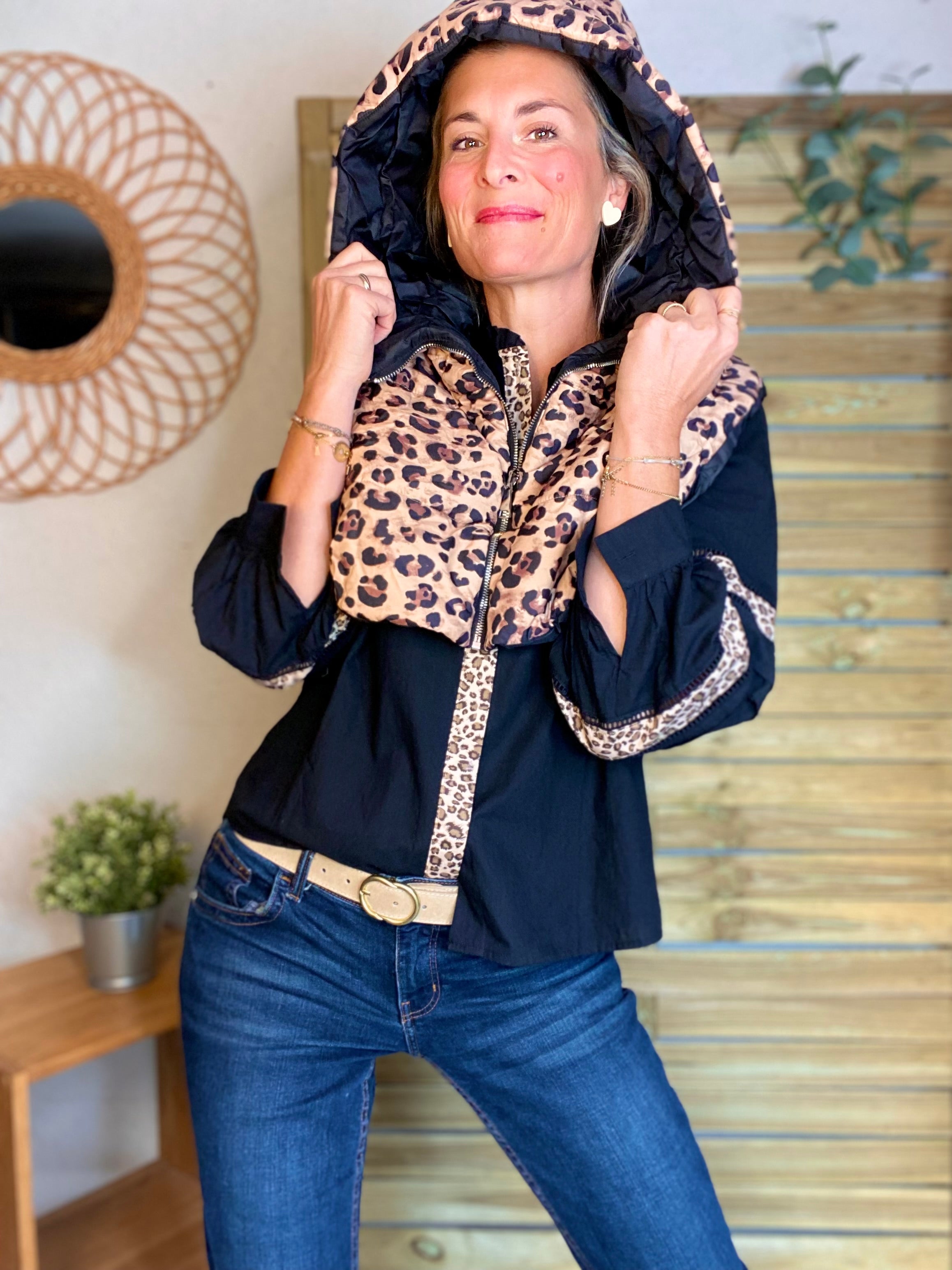 Col capuche amovible ARCHIE - Noir Léo 🐆