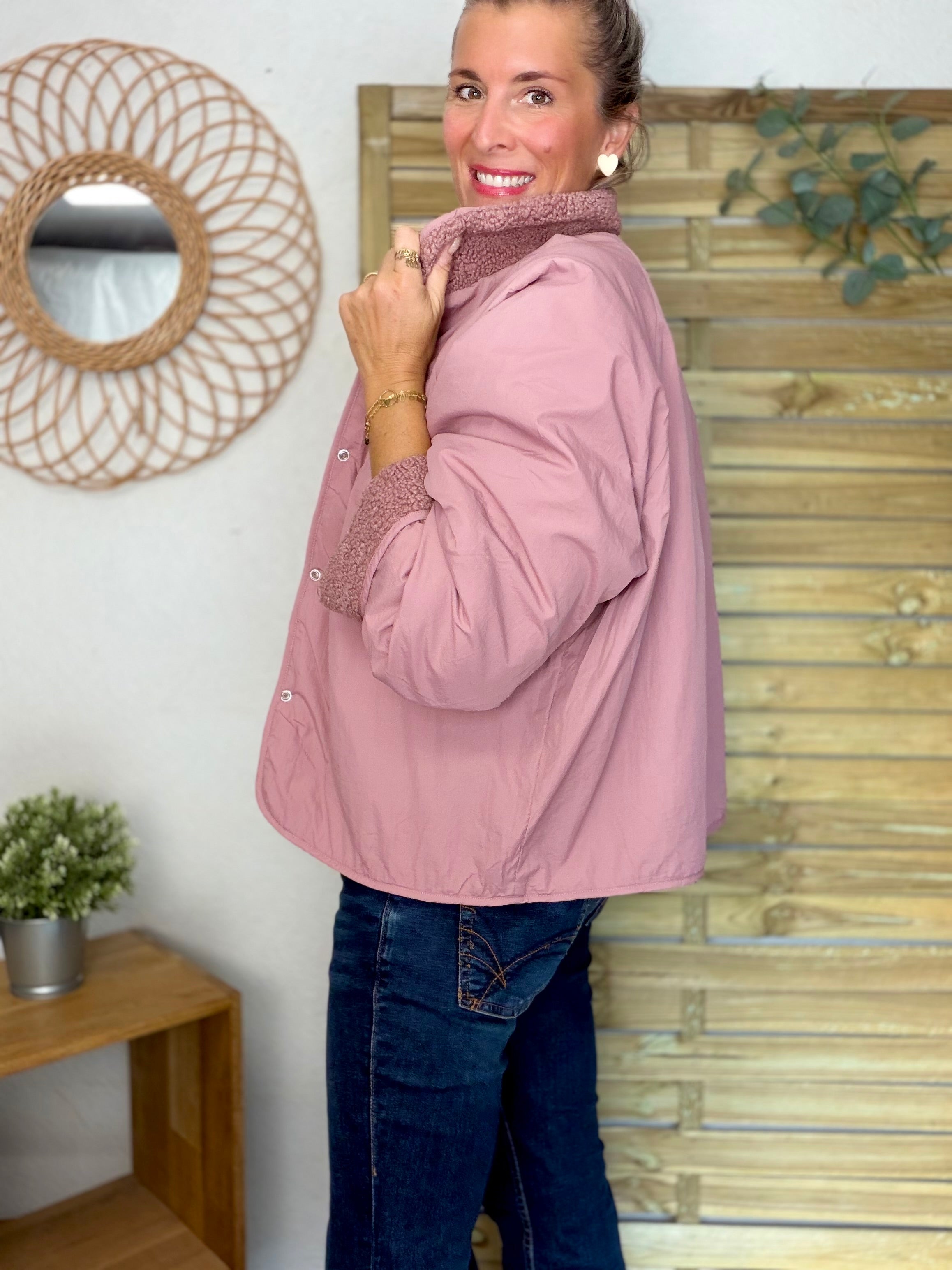 Veste matelassée réversible Sherpa AMÉLIE Vieux rose