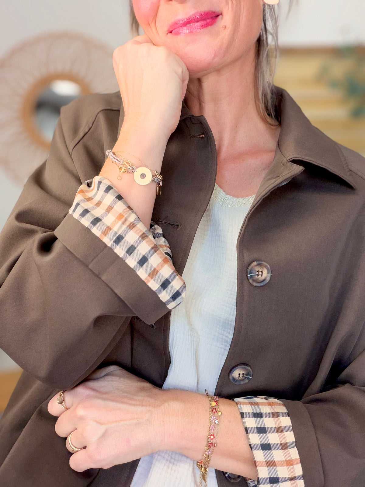 ⚡️ ARRIVAGE • Veste Trench, doublure à carreaux DANA Chocolat