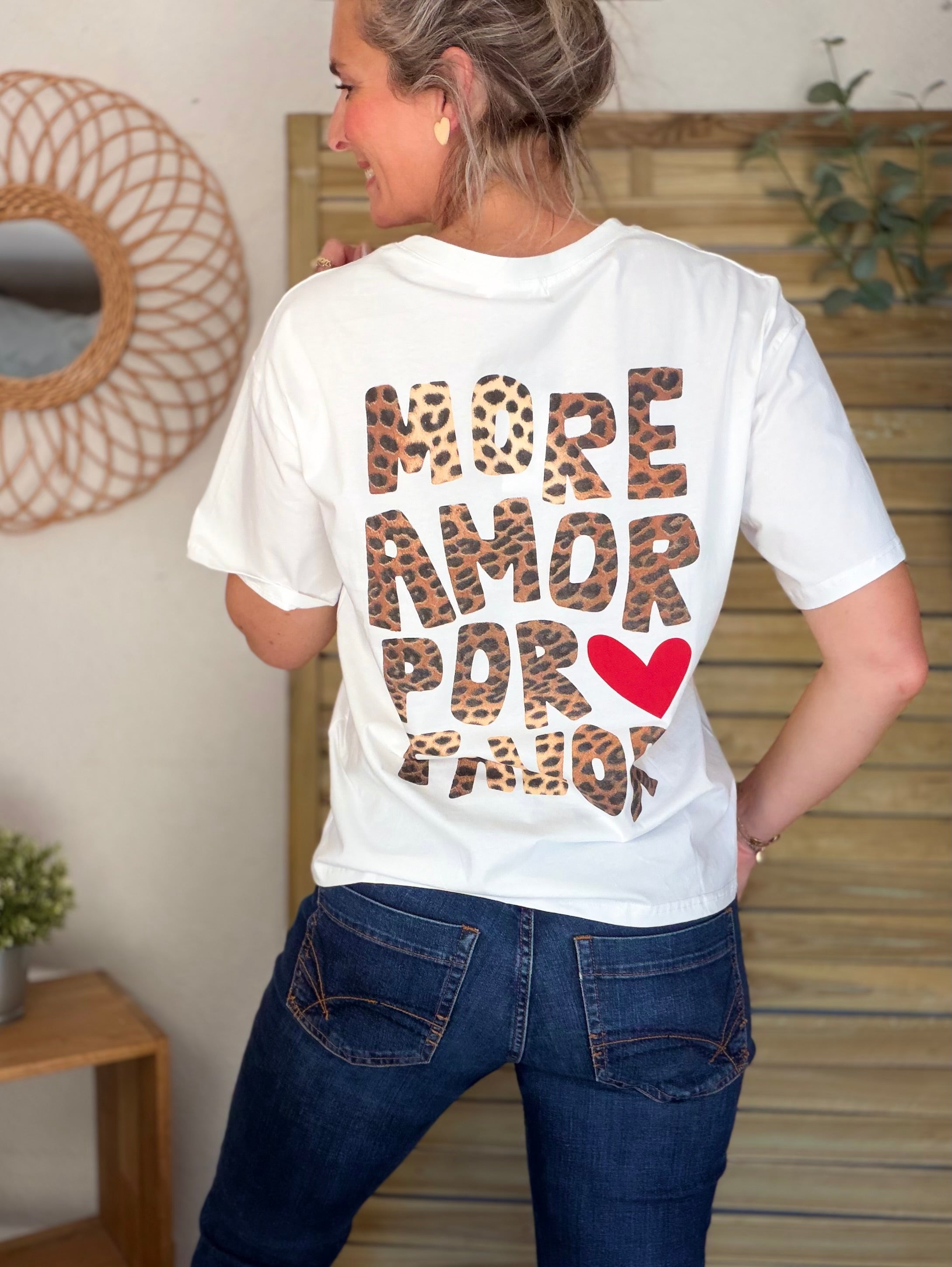 Tee shirt MORE AMOR POR FAVOR - RITA Blanc/Léo
