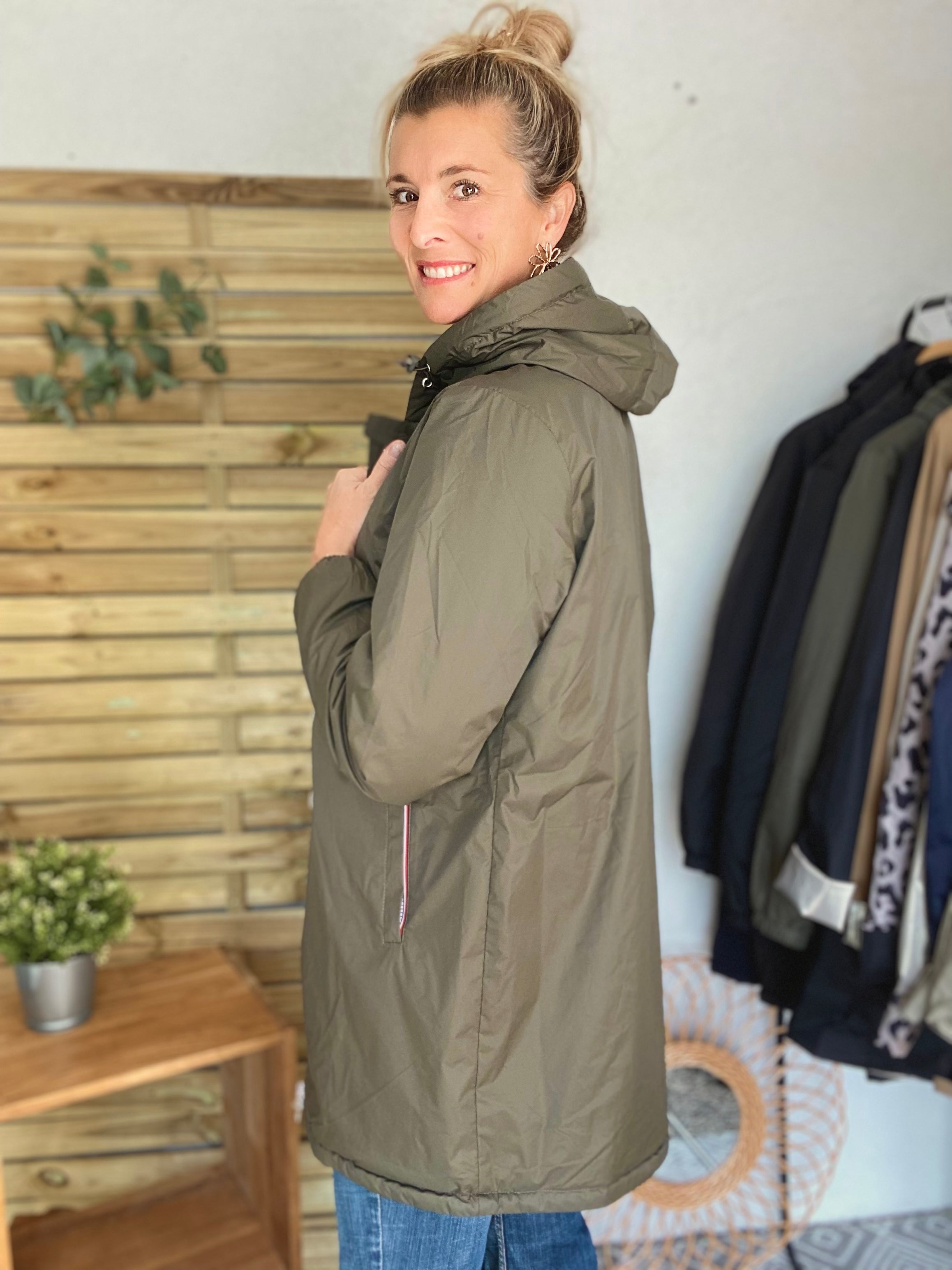 Parka Imperméable LOUISE LONG fourré - Kaki - Laura Jo