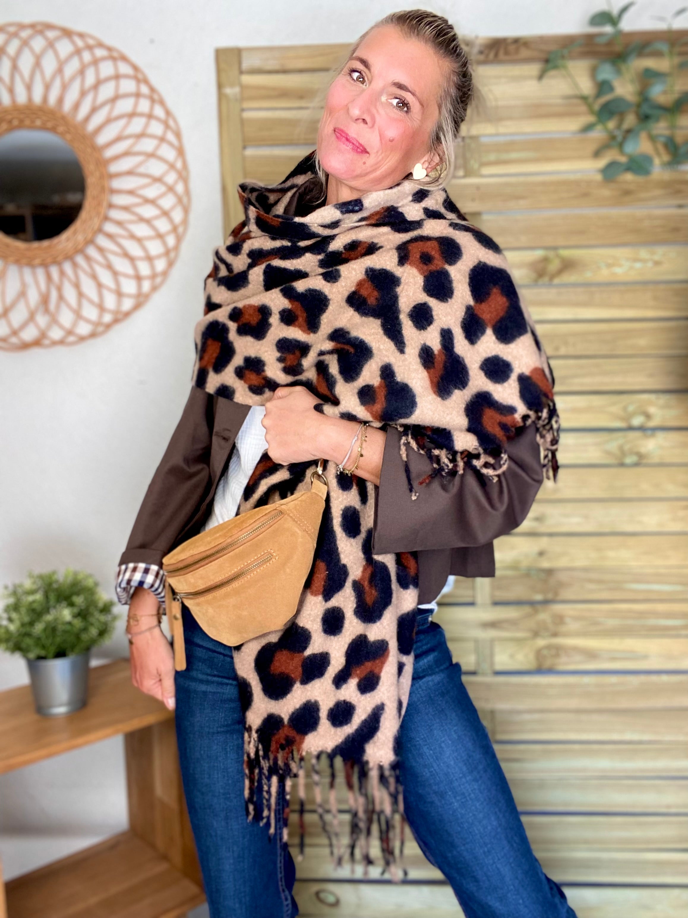 Écharpe douce MARTINE - Léo Taupe 🐆