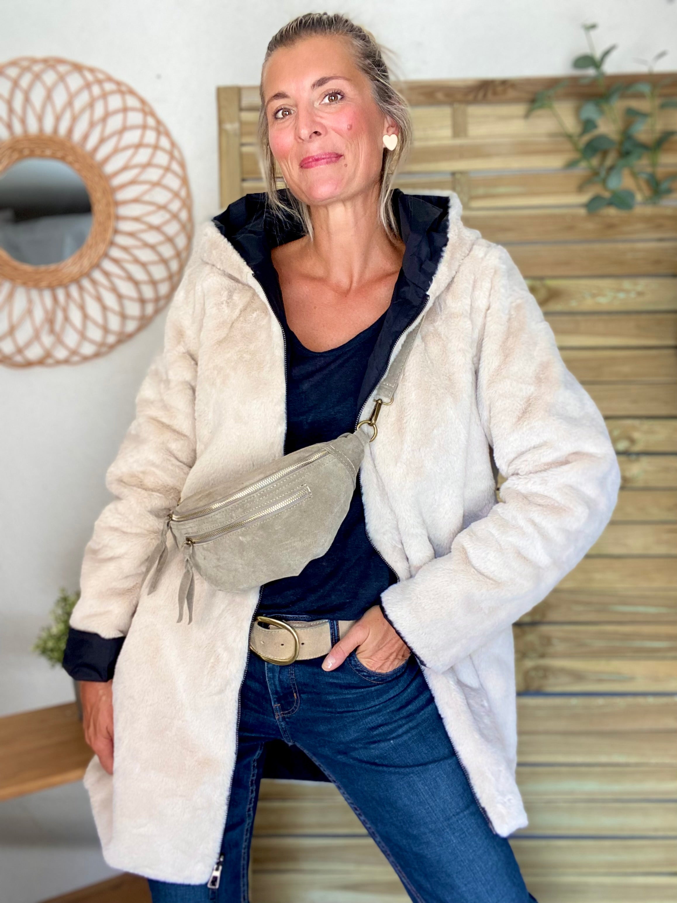 Parka Imperméable réversible fourrée Noir / Beige ALIX - LAURA JO