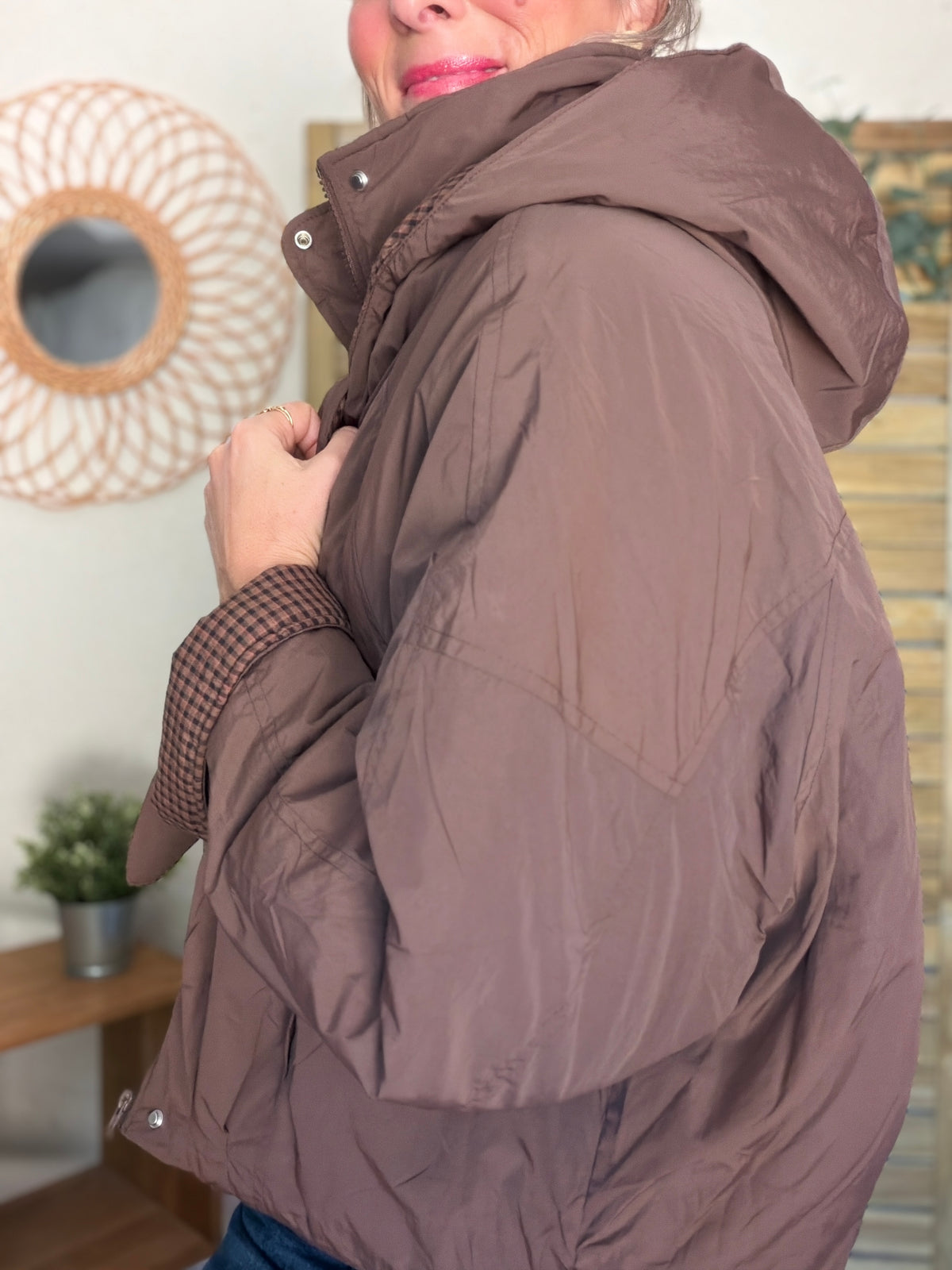 PRÉCOMMANDE (Expédition 22/10) • Veste matelassée capuche amovible réversible ODILE Chocolat