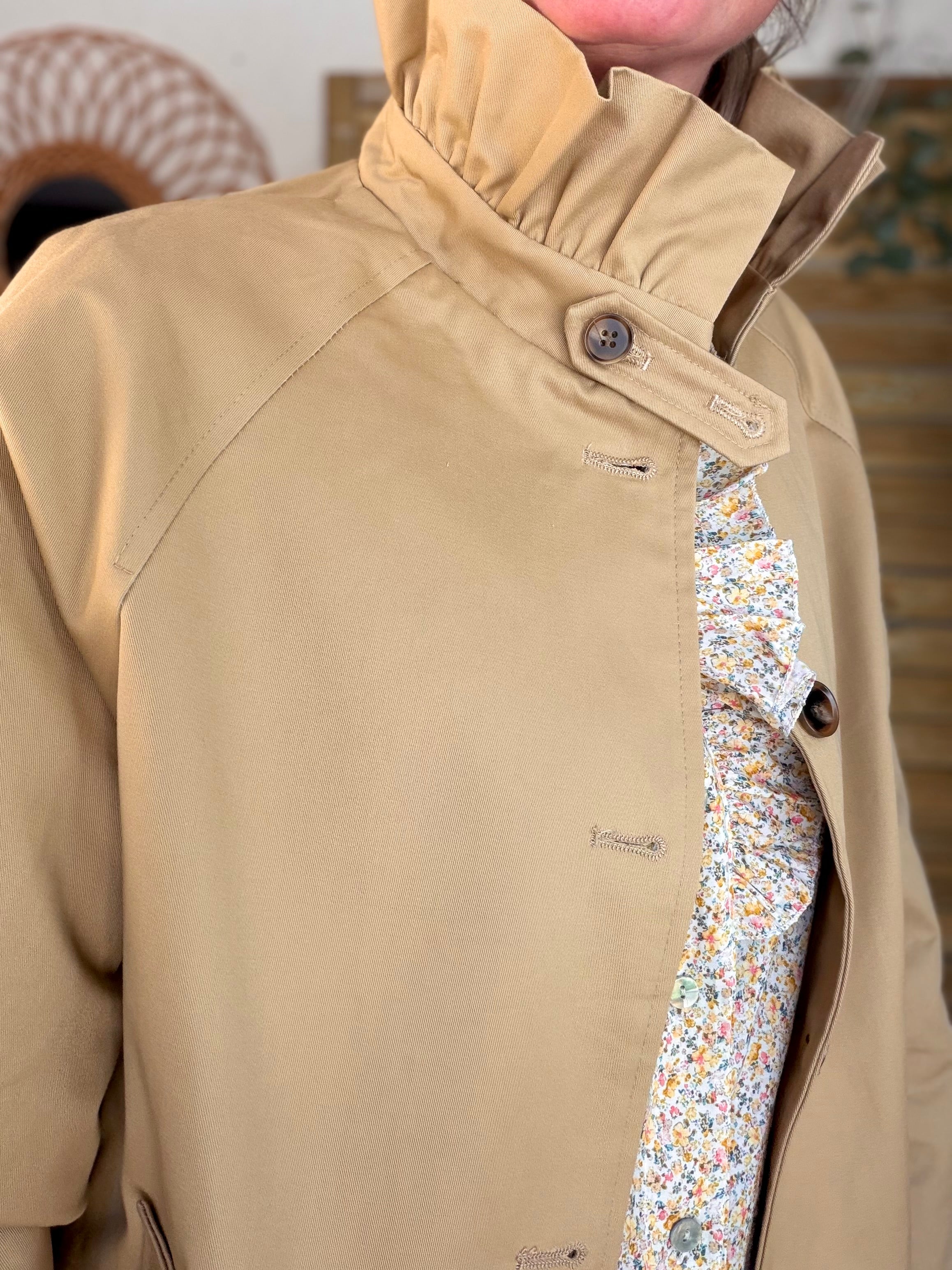Veste Trench col victorien avec Liberty - VICKY Camel clair