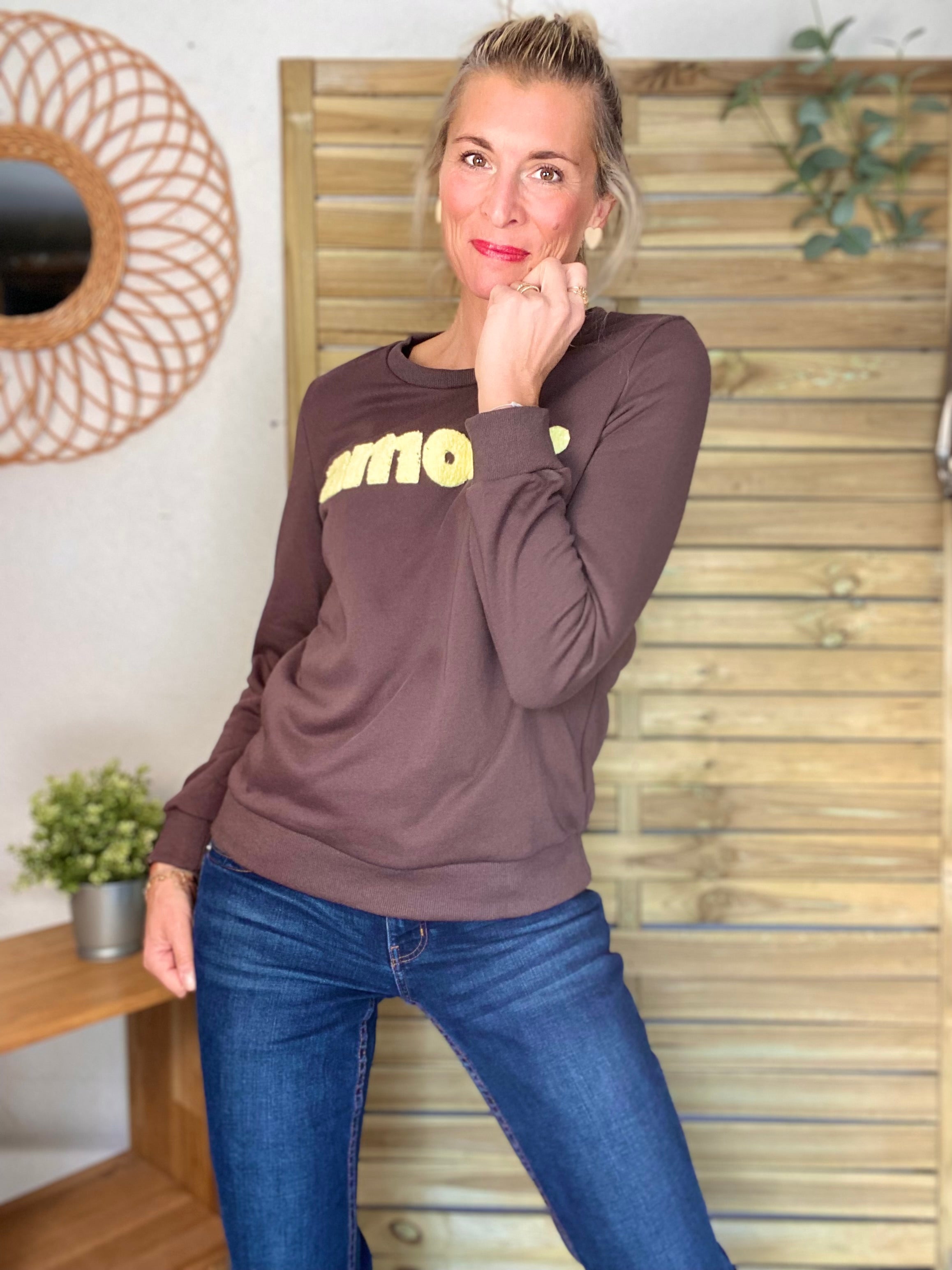 Sweat amour DORIA - Choco / Jaune