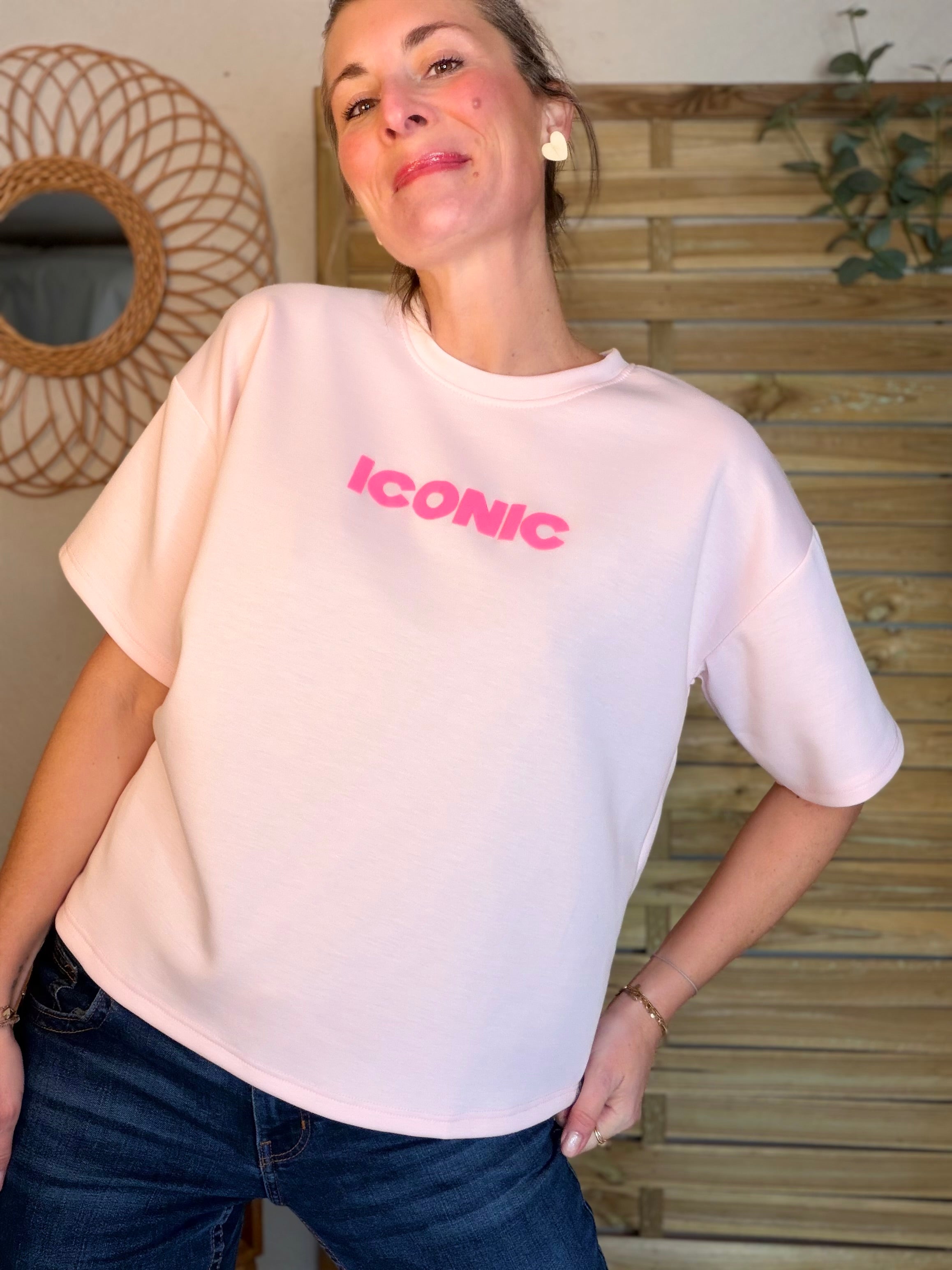 Tee shirt ICONIC - THÉA Rose clair