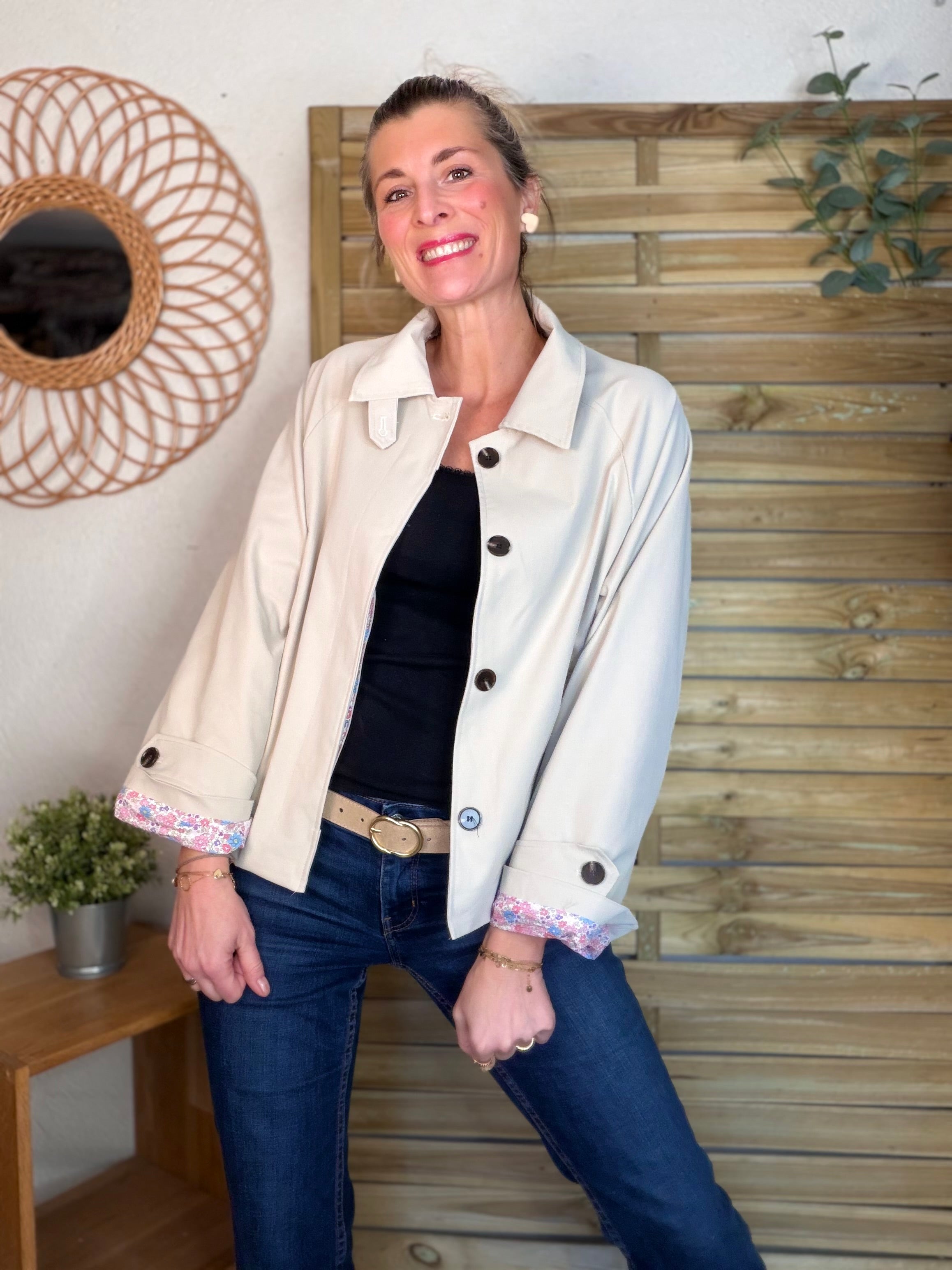 Veste Trench avec Liberty - MADELEINE Beige