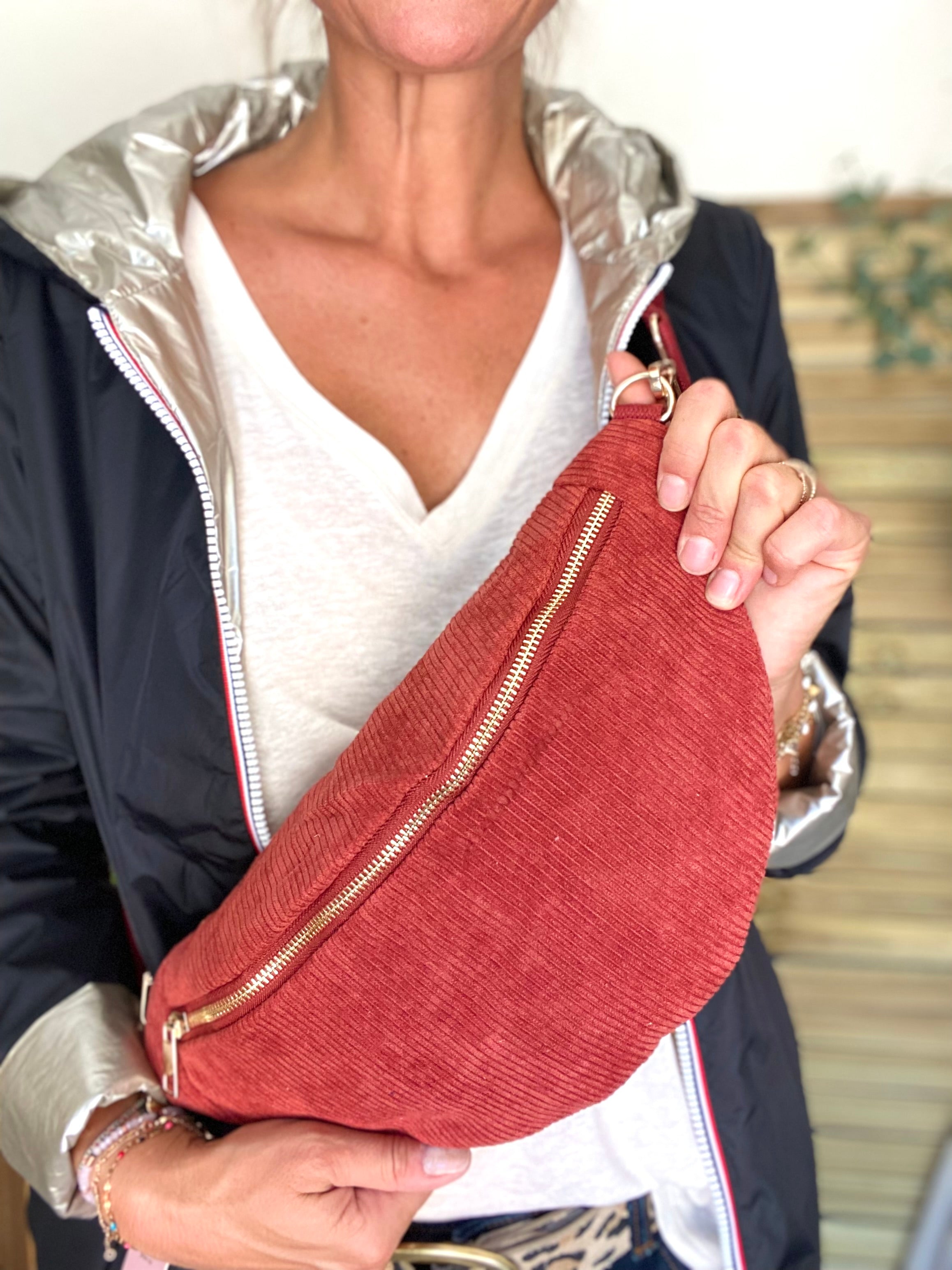 Sac banane XL velours côtelé Ciao Boum - IVY -  Terracotta (20 coloris)