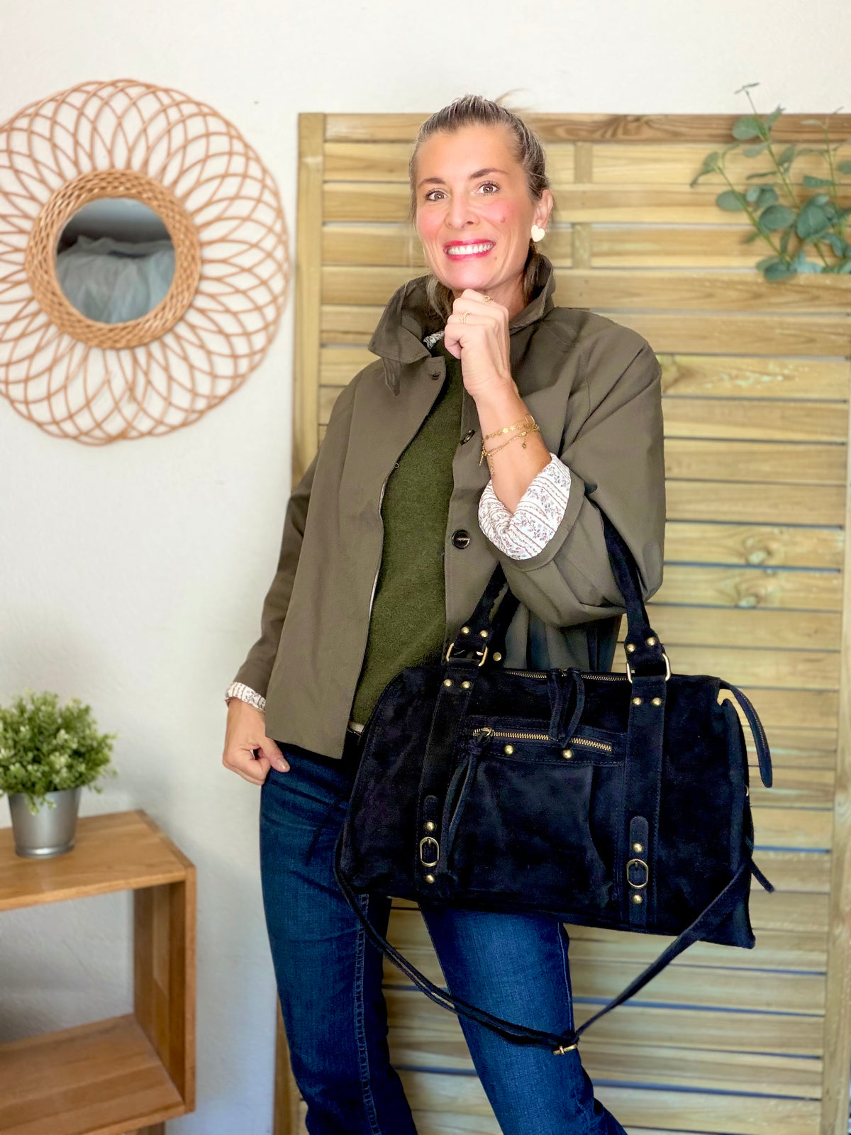 Pull laine et alpaga PEGGY - Kaki