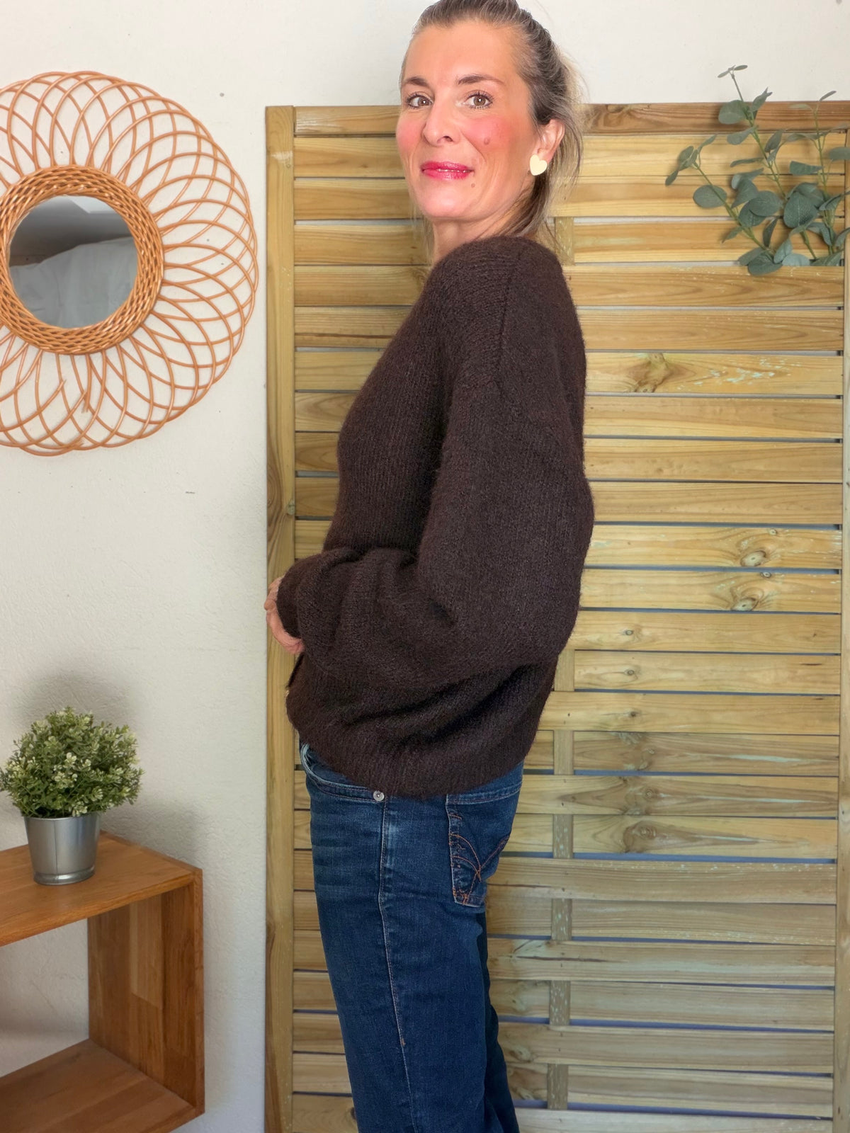 Gilet en maille MERYL - Chocolat brut