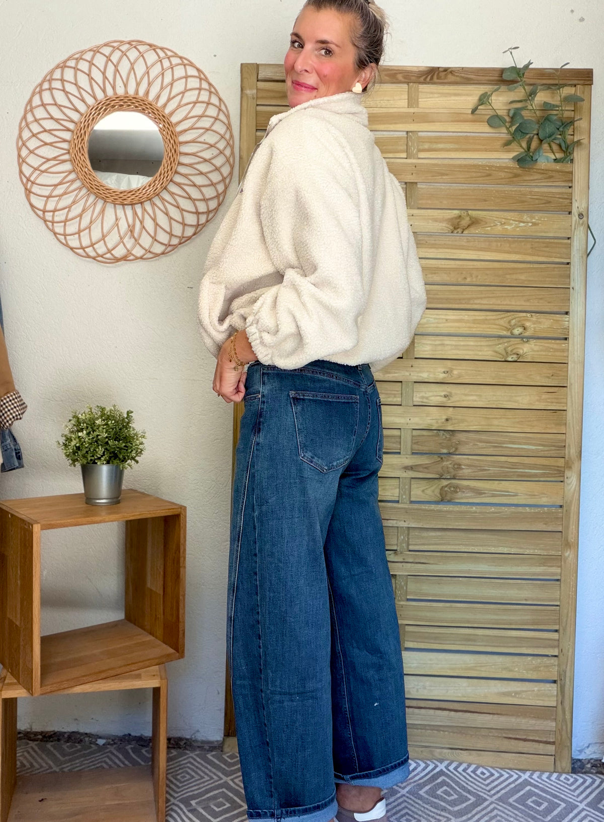 Pantalon Jean coupe barrel LÉON Bleu