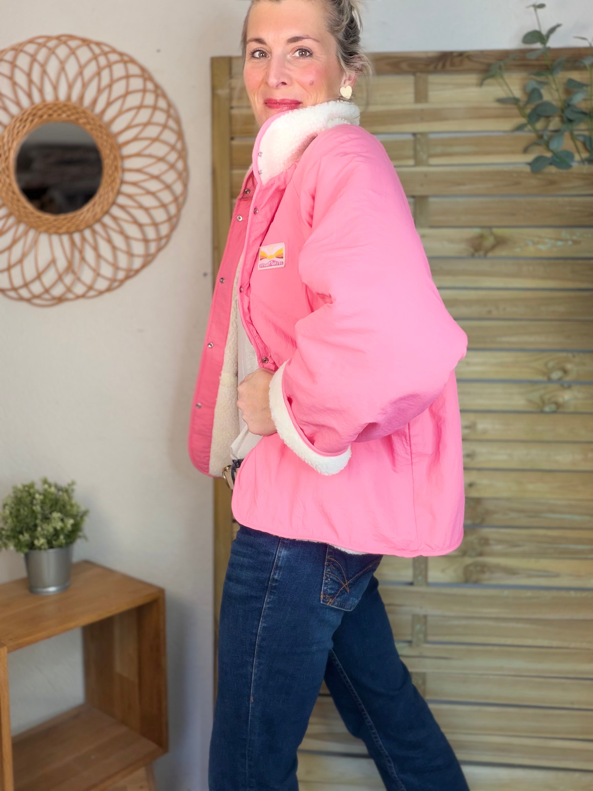 Veste matelassée réversible Sherpa AMÉLIE Rose