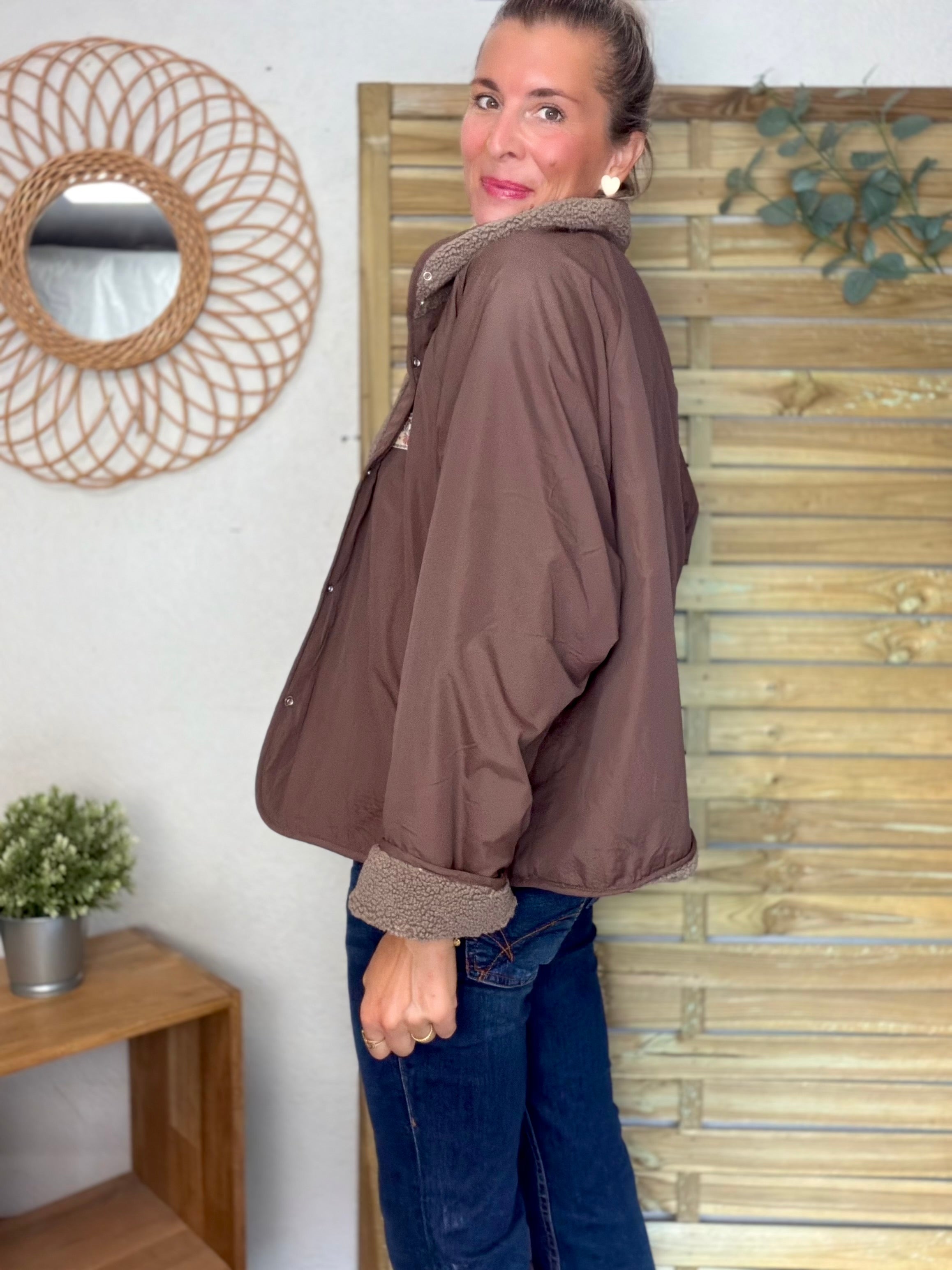Veste matelassée réversible Sherpa AMÉLIE Chocolat