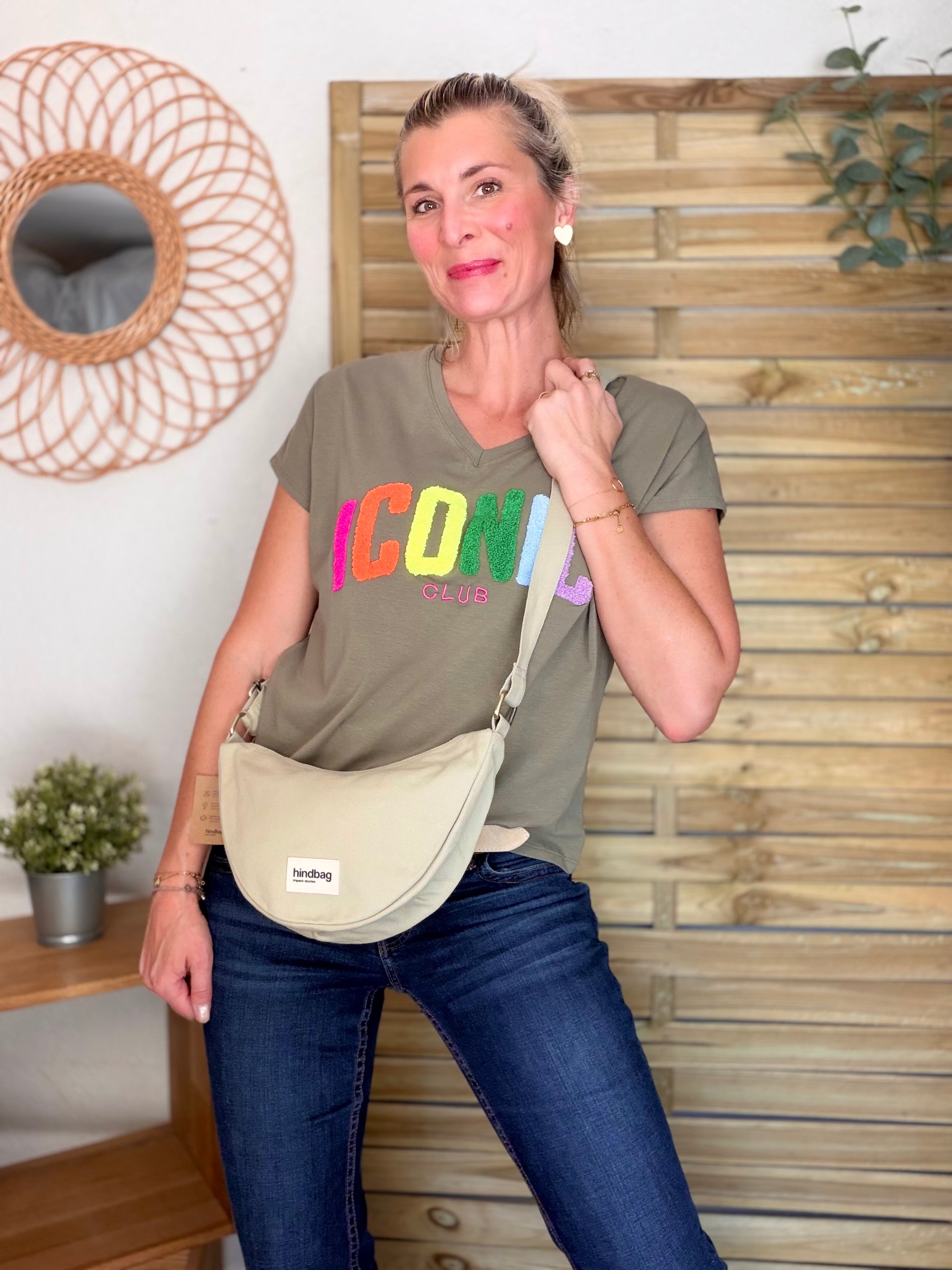 HINDBAG ANDRÉA - Sac banane demi-lune Argile